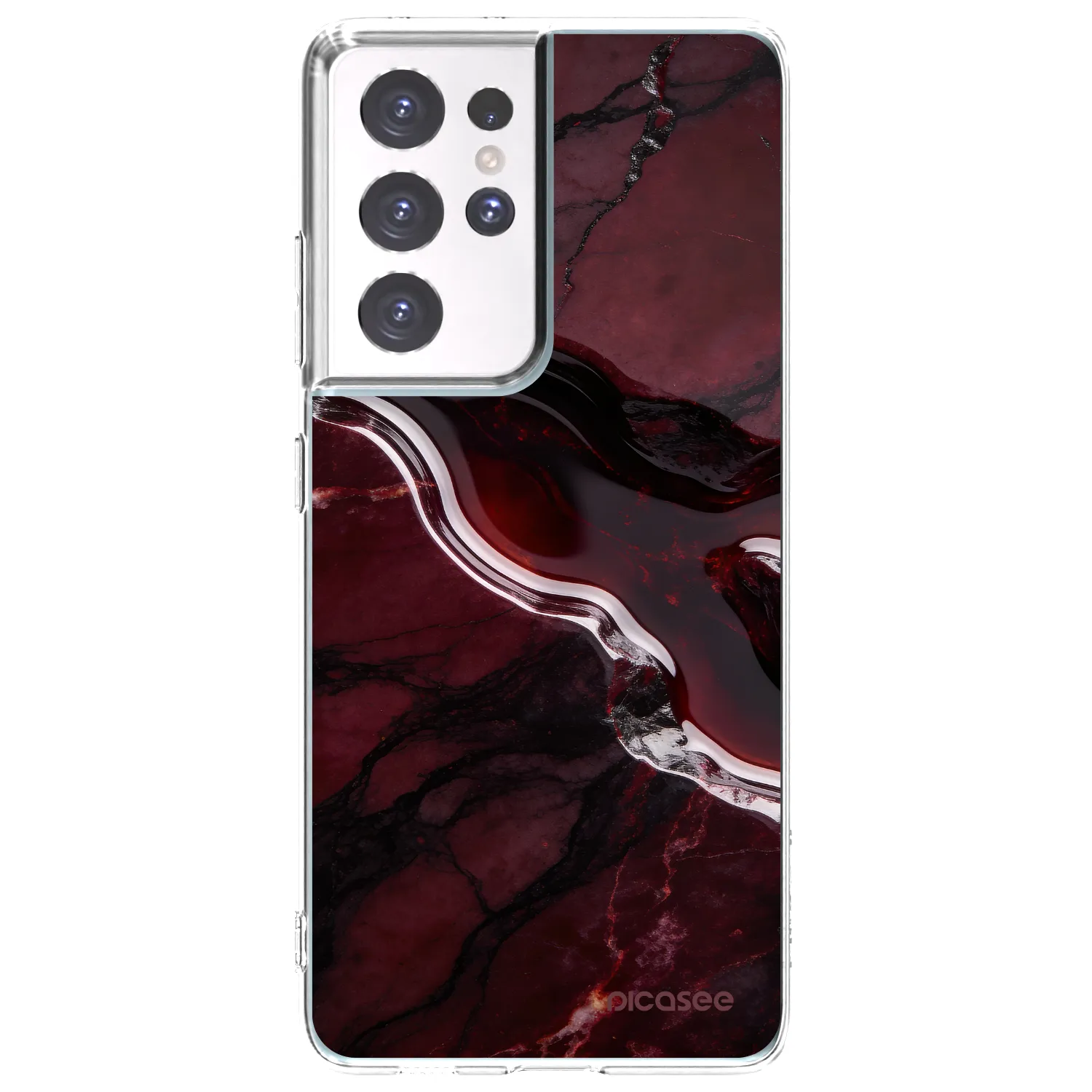 Picasee silikonowe przeźroczyste etui na Samsung Galaxy S21 Ultra 5G G998B - Cherry stone