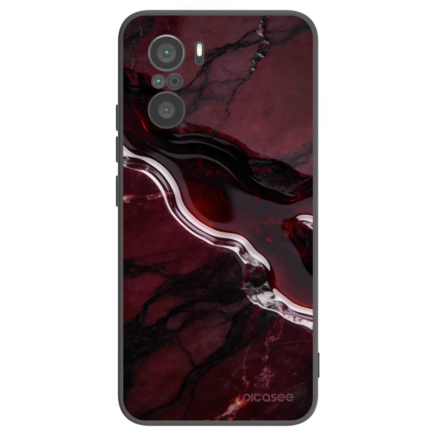 Picasee silikonowe czarne etui na Xiaomi Poco F3 - Cherry stone