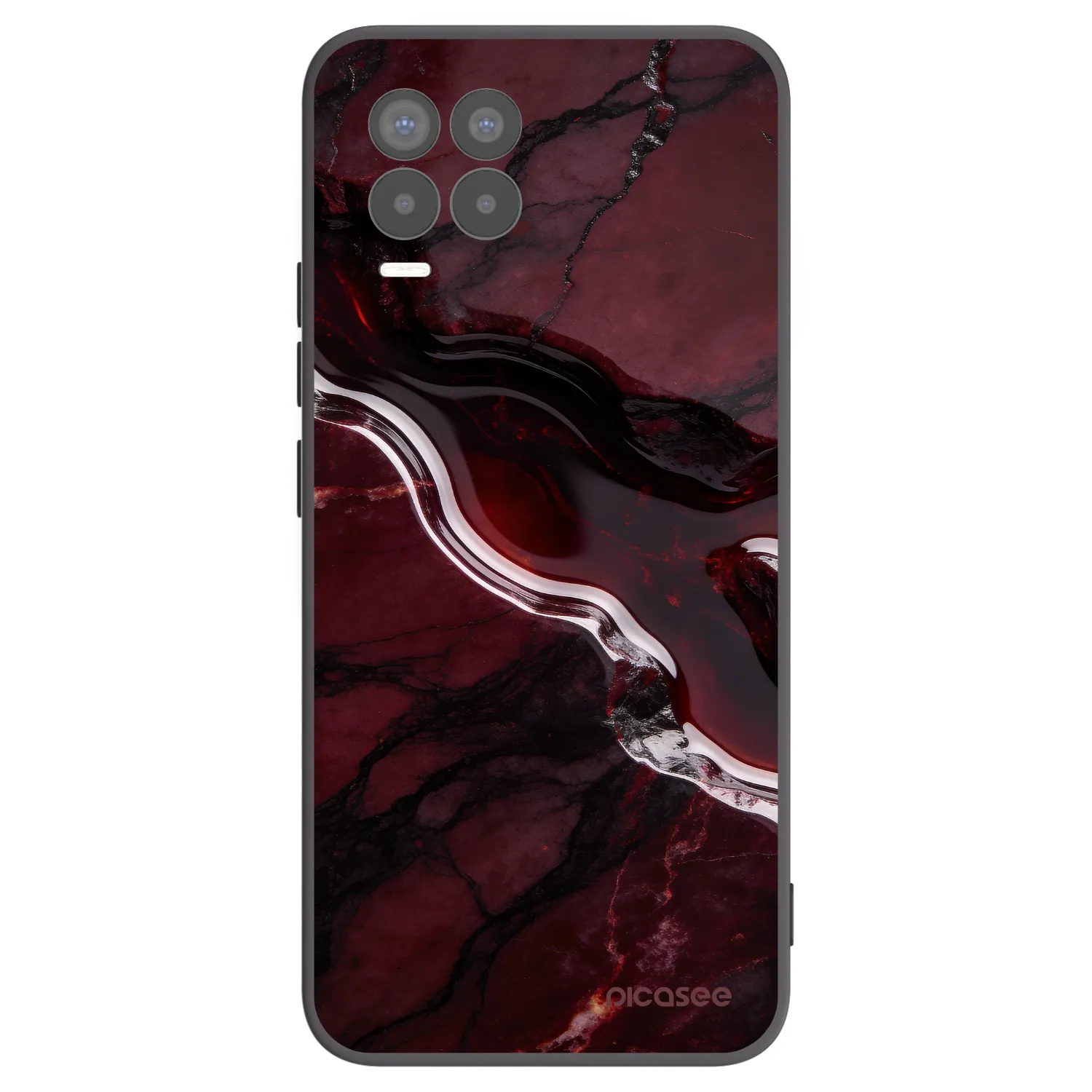 Picasee silikonowe czarne etui na Realme 8 4G - Cherry stone