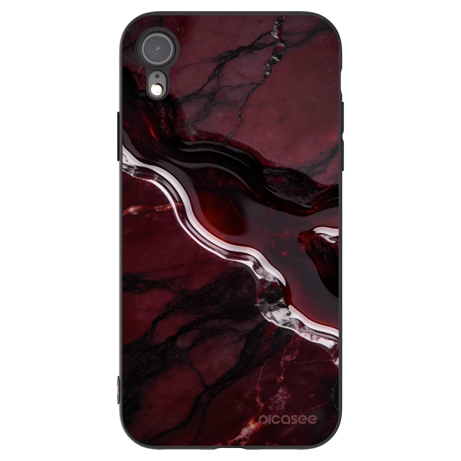 Picasee silikonowe czarne etui na Apple iPhone XR - Cherry stone