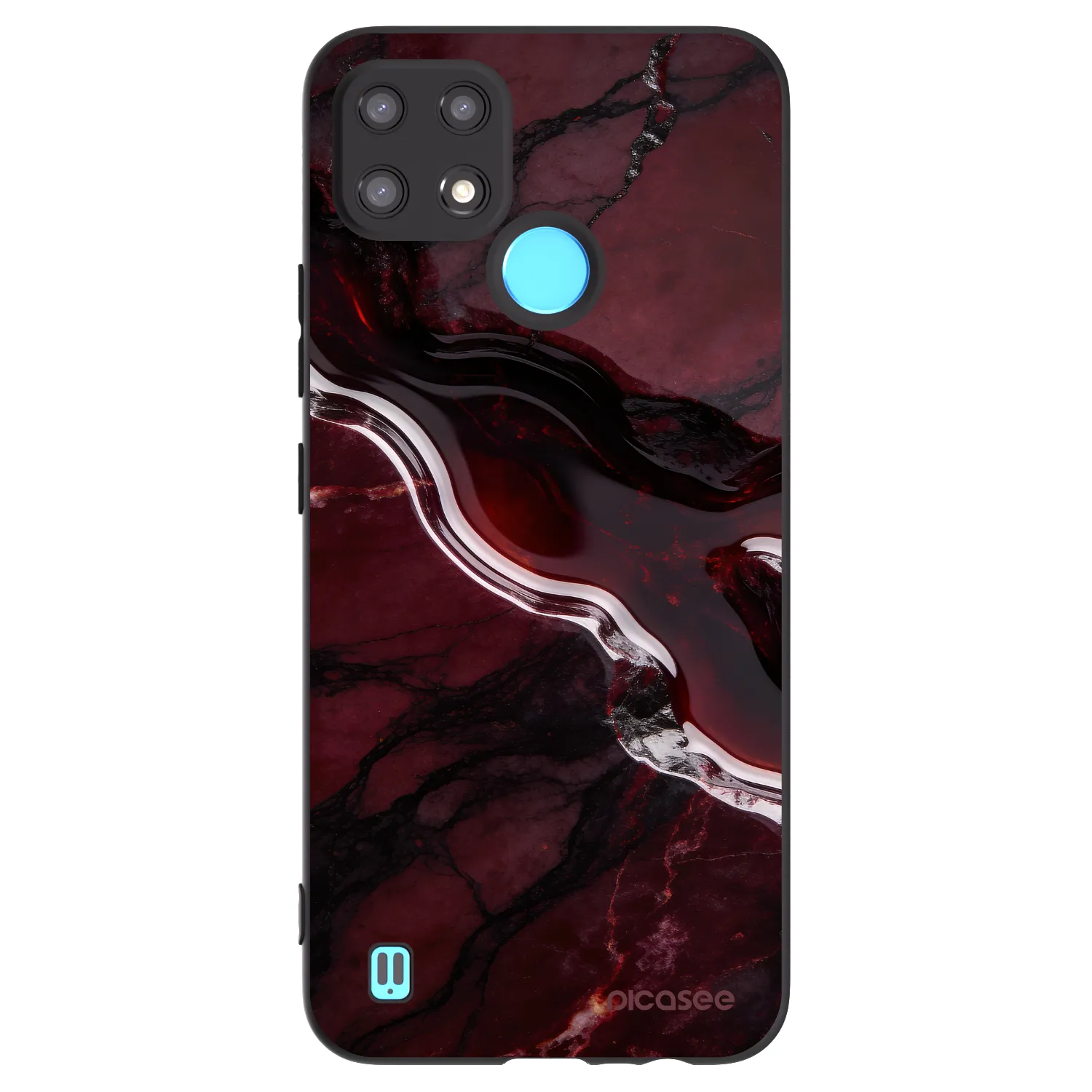 Picasee silikonowe czarne etui na Realme C21 - Cherry stone