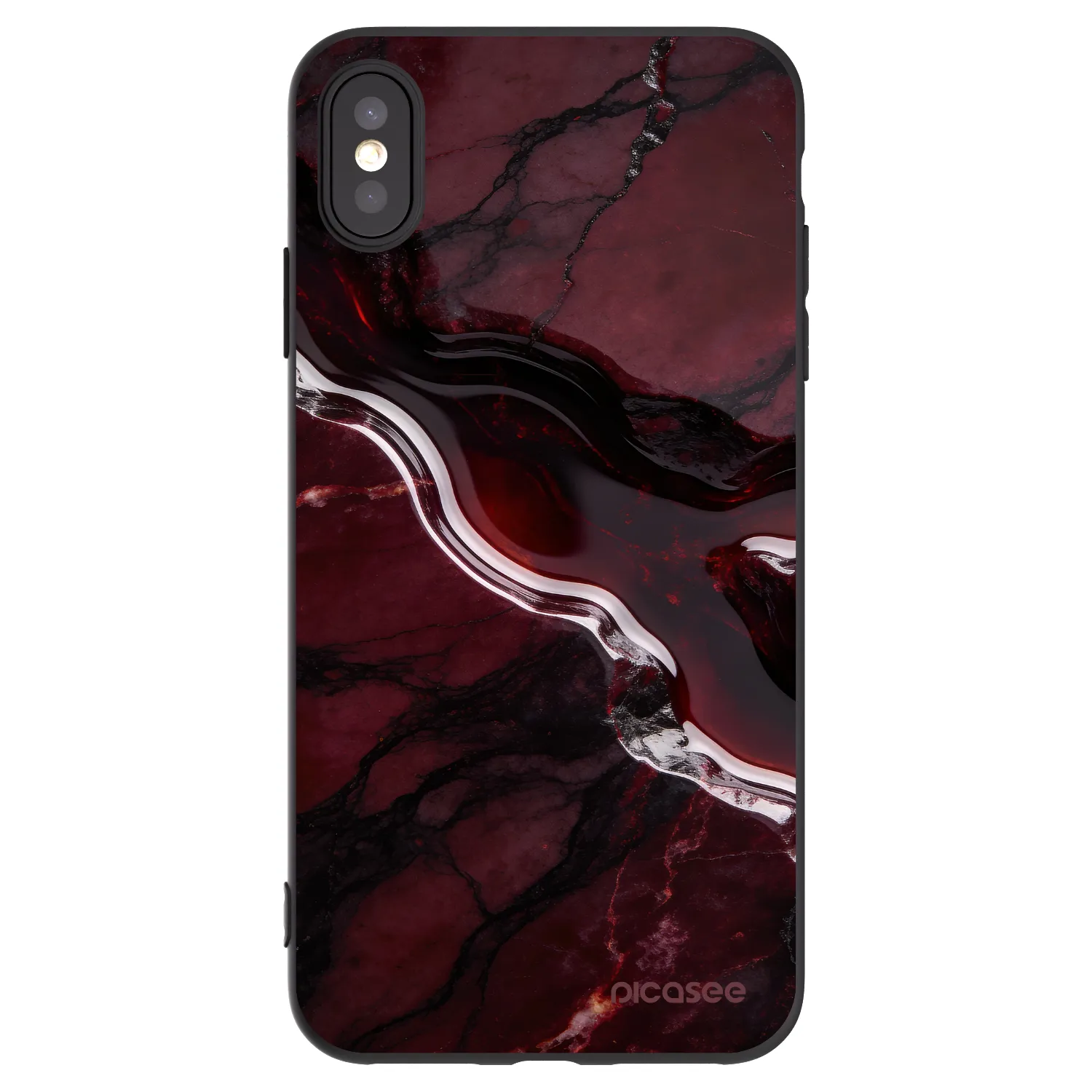 Picasee silikonowe czarne etui na Apple iPhone XS Max - Cherry stone