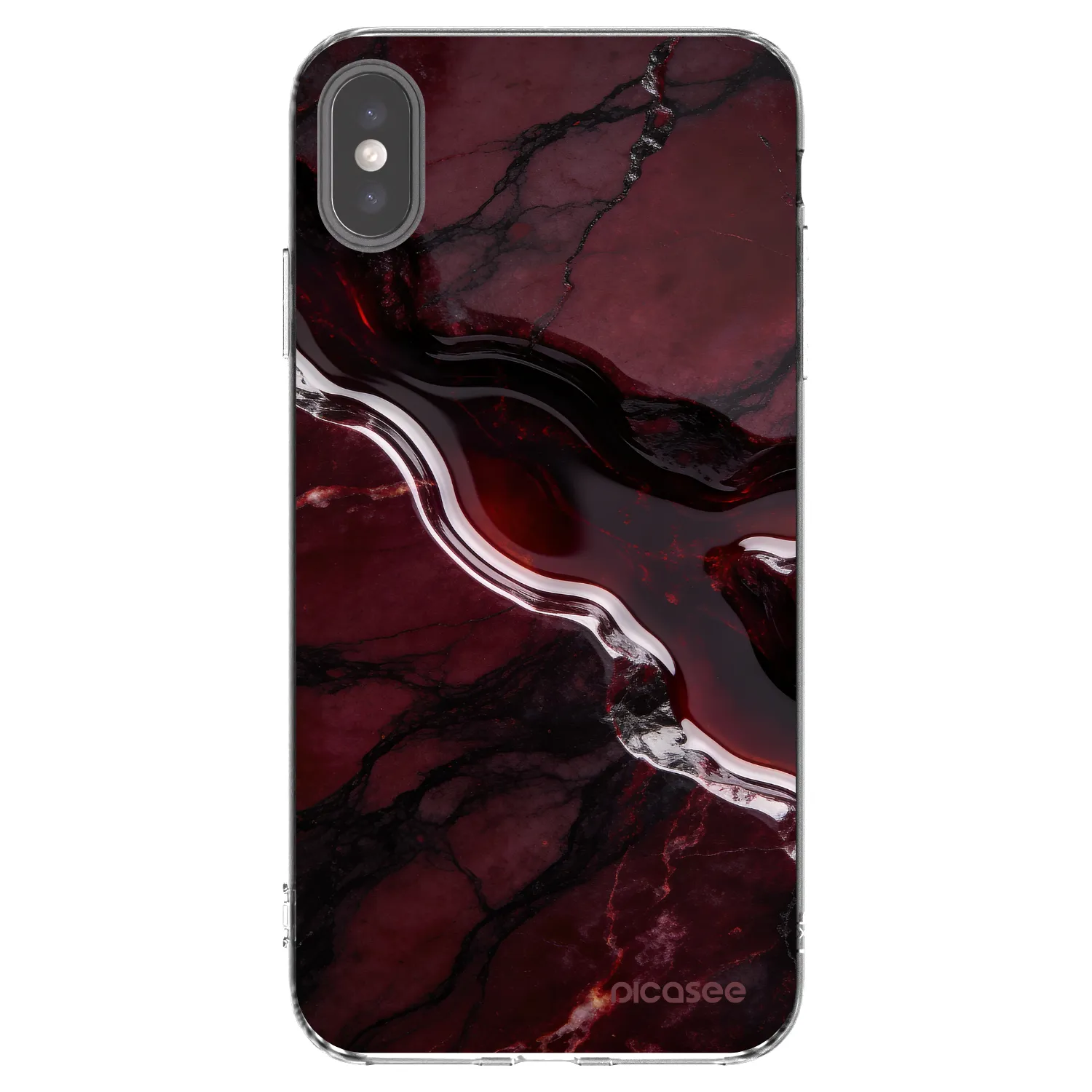 Picasee silikonowe przeźroczyste etui na Apple iPhone XS Max - Cherry stone
