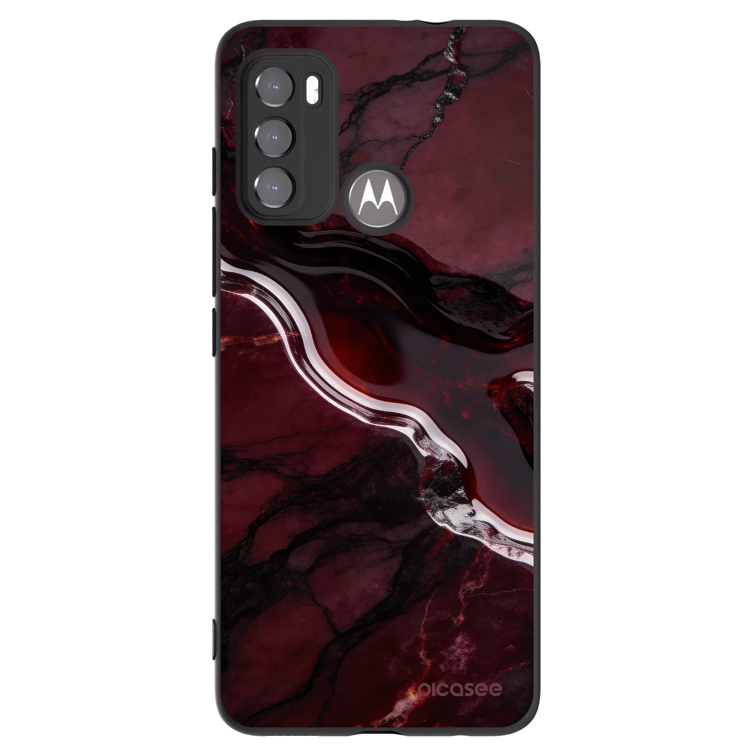 Picasee silikonowe czarne etui na Motorola Moto G60 - Cherry stone