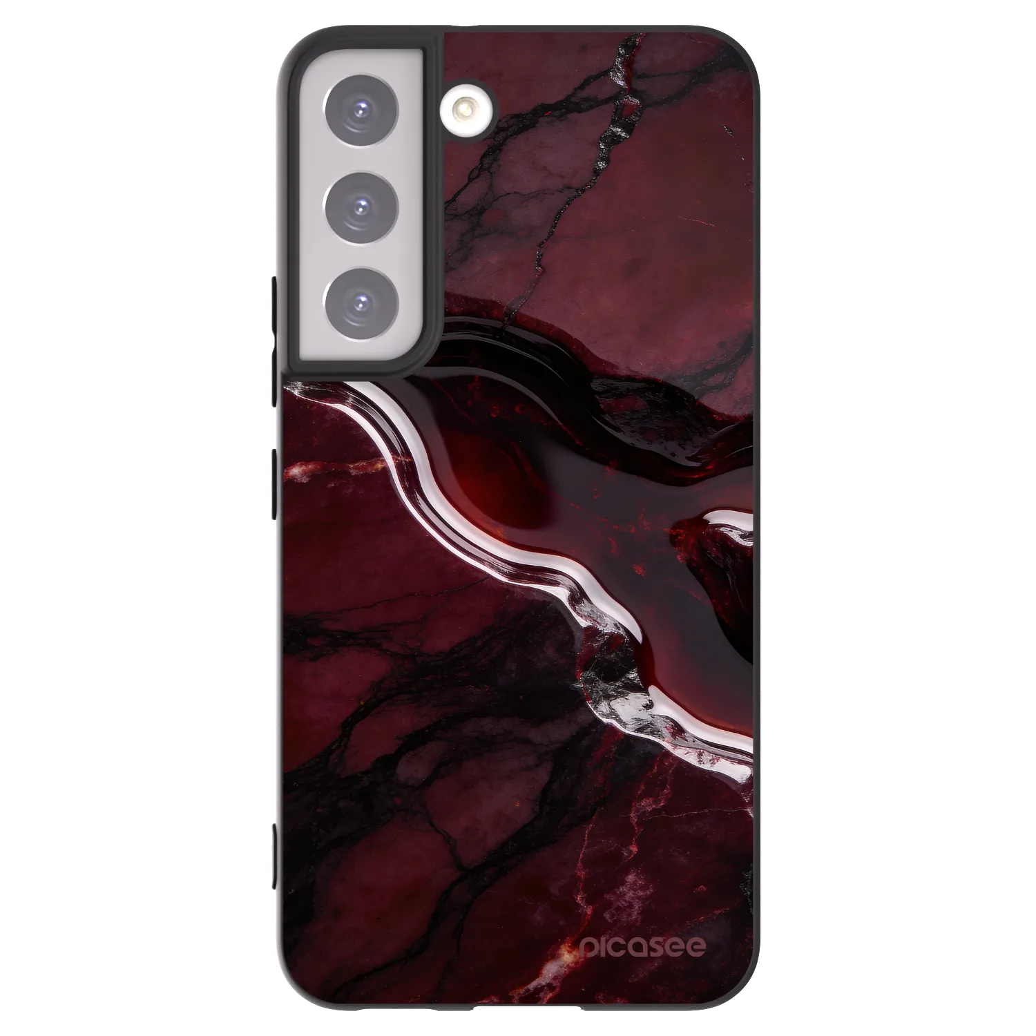 Picasee silikonowe czarne etui na Samsung Galaxy S22 5G - Cherry stone