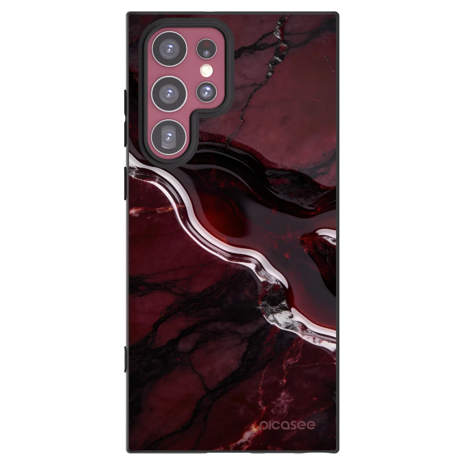 Picasee silikonowe czarne etui na Samsung Galaxy S22 Ultra 5G - Cherry stone