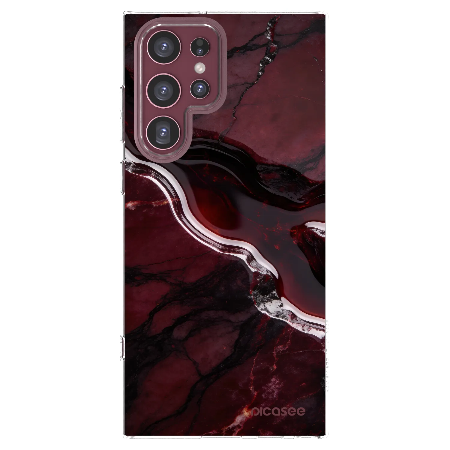 Picasee silikonowe przeźroczyste etui na Samsung Galaxy S22 Ultra 5G - Cherry stone