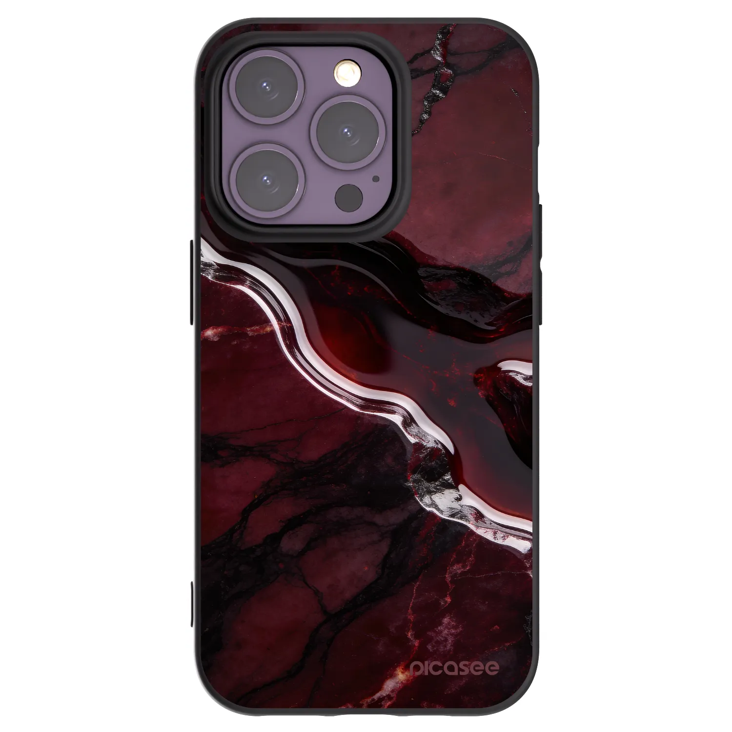 Picasee silikonowe czarne etui na Apple iPhone 14 Pro - Cherry stone