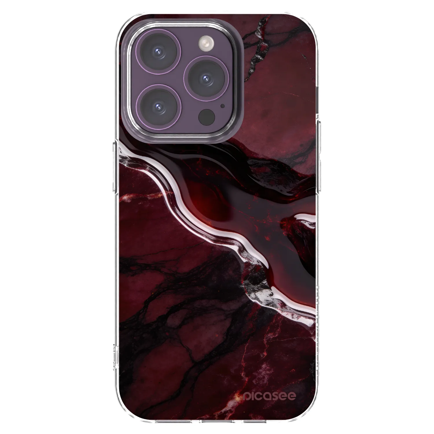 Picasee silikonowe przeźroczyste etui na Apple iPhone 14 Pro - Cherry stone