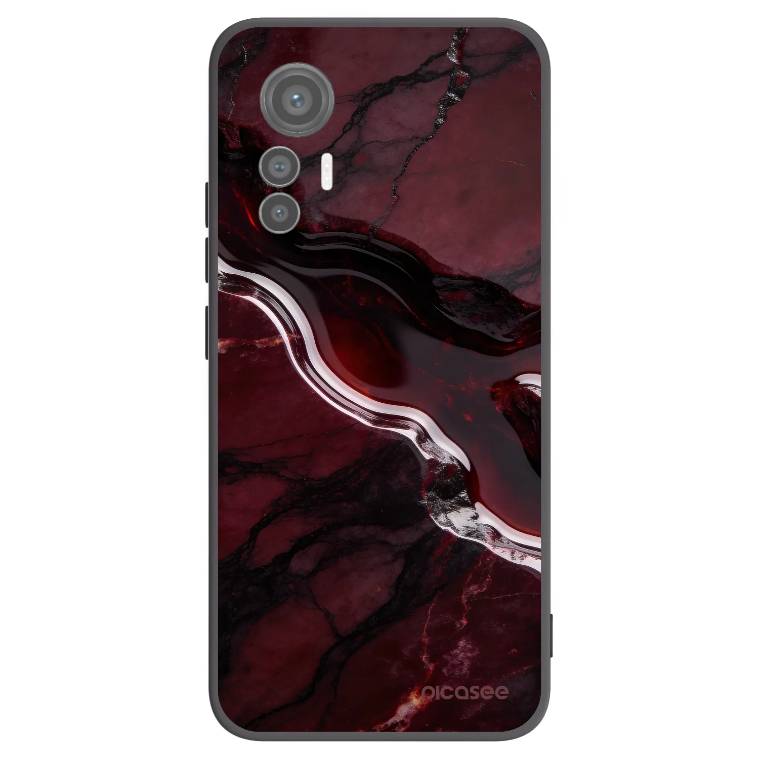 Picasee silikonowe czarne etui na Xiaomi 12 Lite - Cherry stone