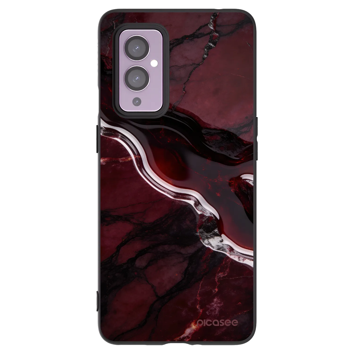 Picasee silikonowe czarne etui na OnePlus 9 - Cherry stone
