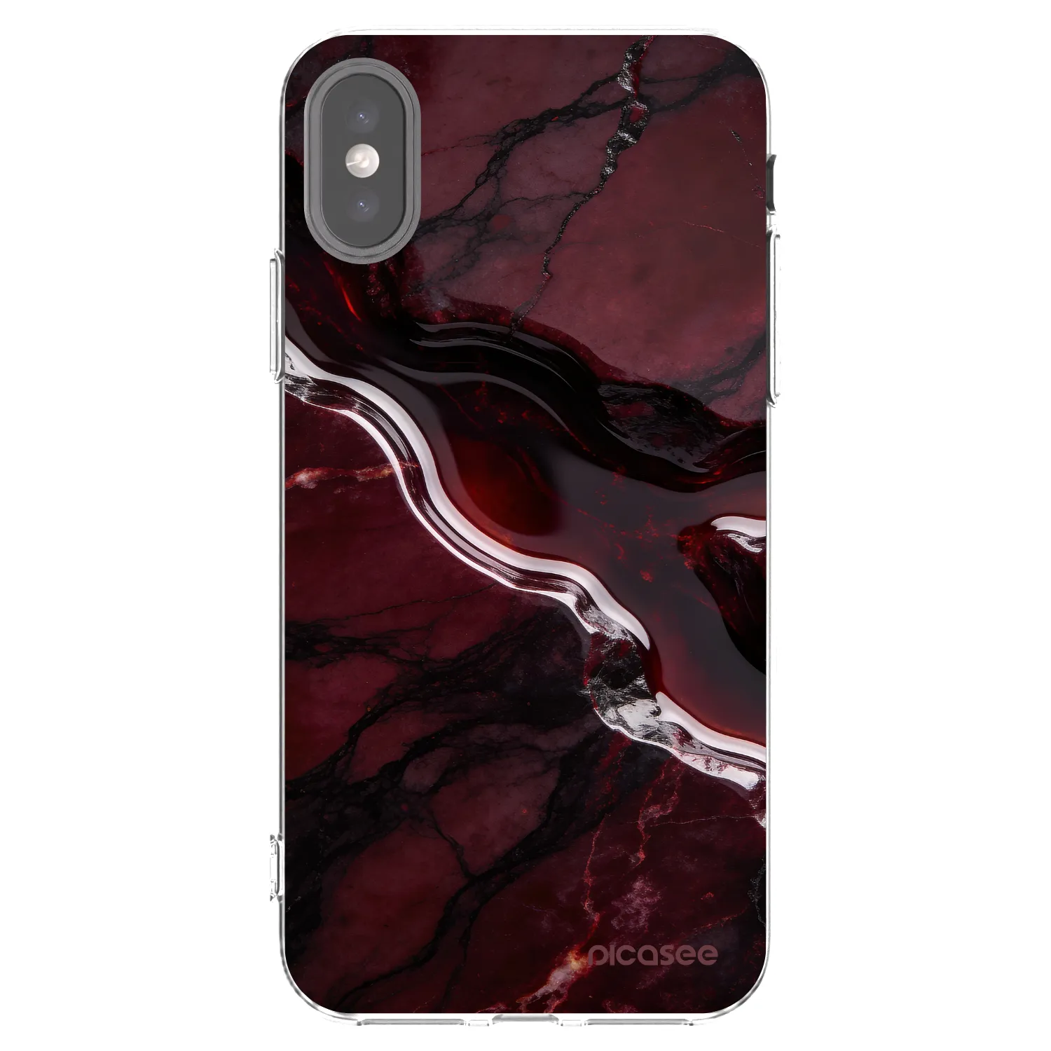 Picasee silikonowe przeźroczyste etui na Apple iPhone X/XS - Cherry stone