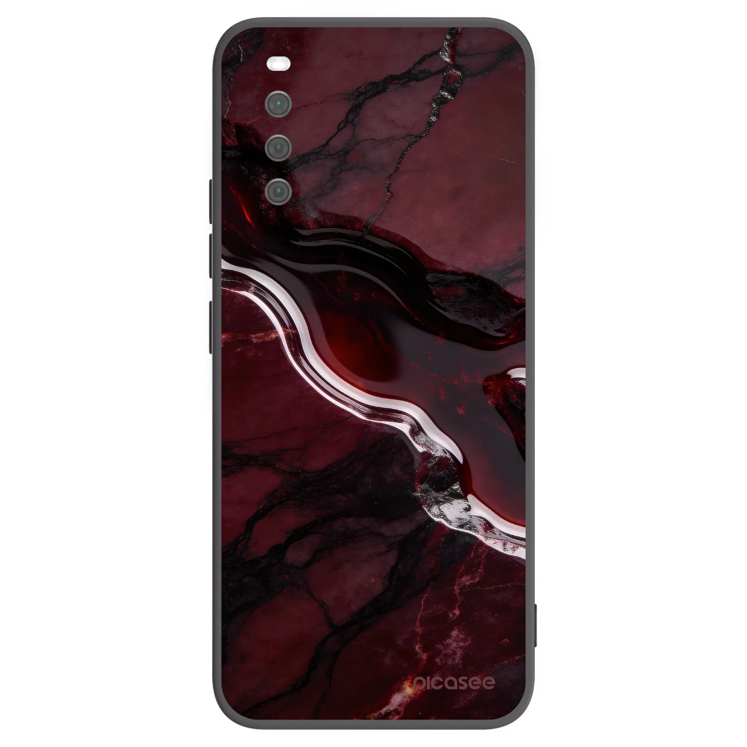 Picasee silikonowe czarne etui na Sony Xperia 10 III - Cherry stone