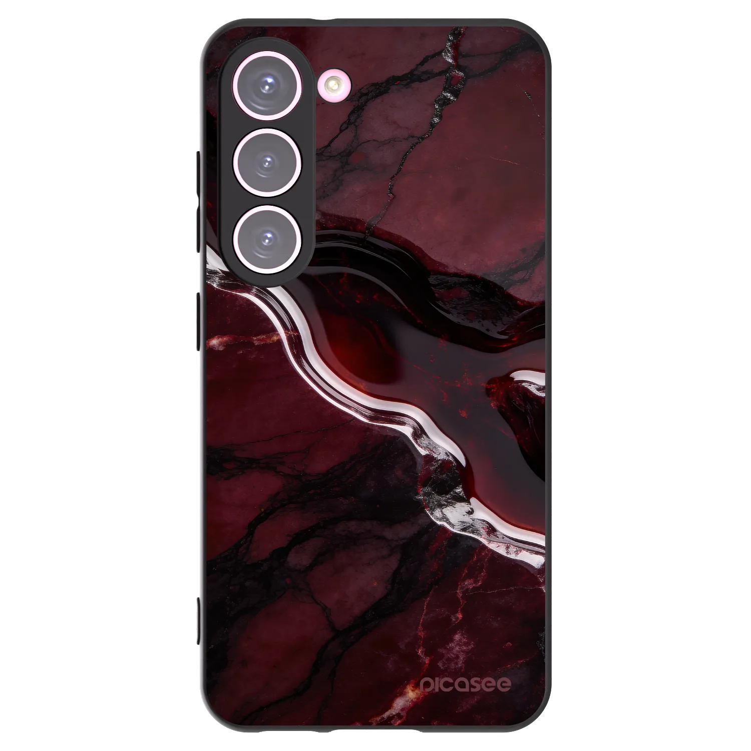 Picasee silikonowe czarne etui na Samsung Galaxy S23 5G - Cherry stone