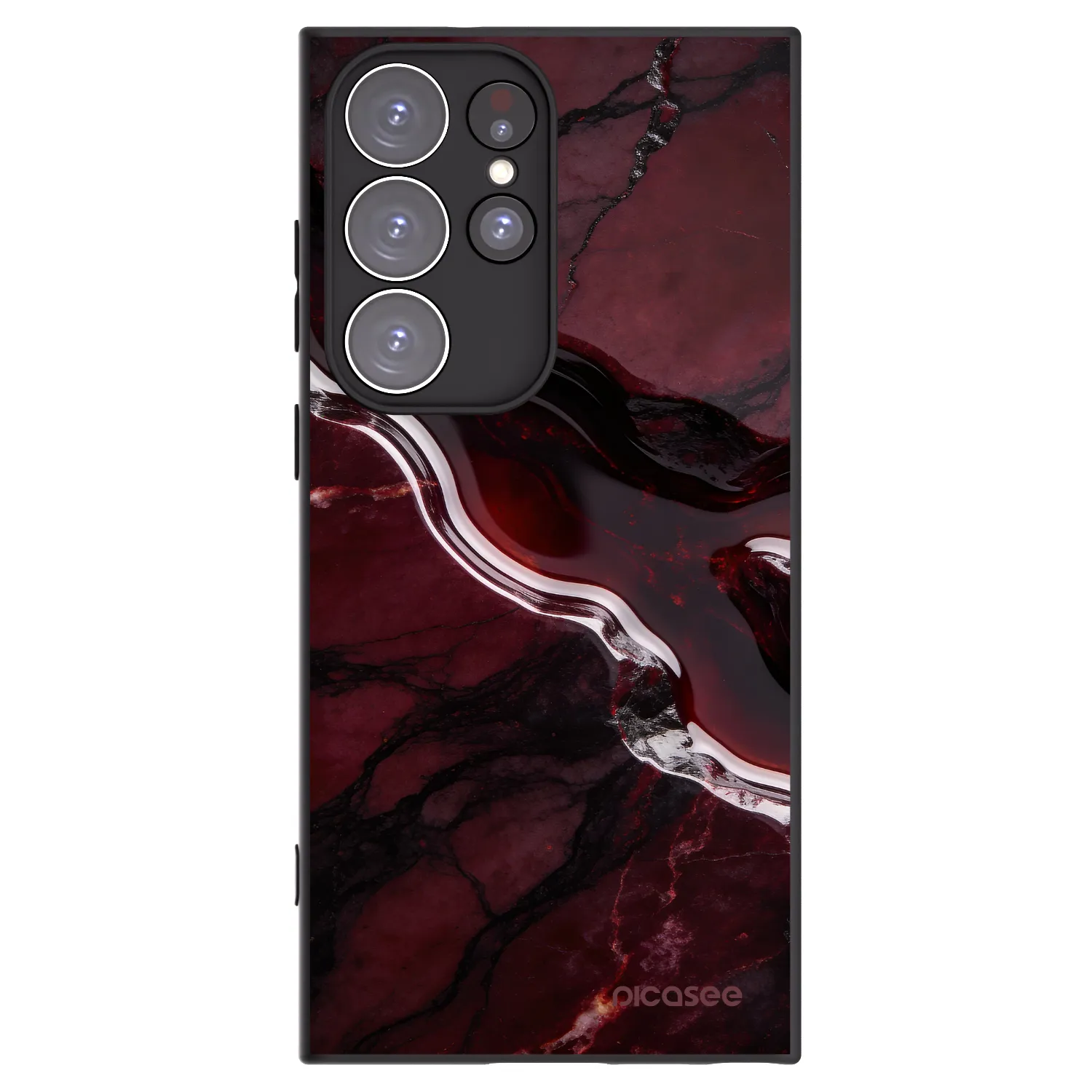 Picasee silikonowe czarne etui na Samsung Galaxy S23 Ultra 5G - Cherry stone