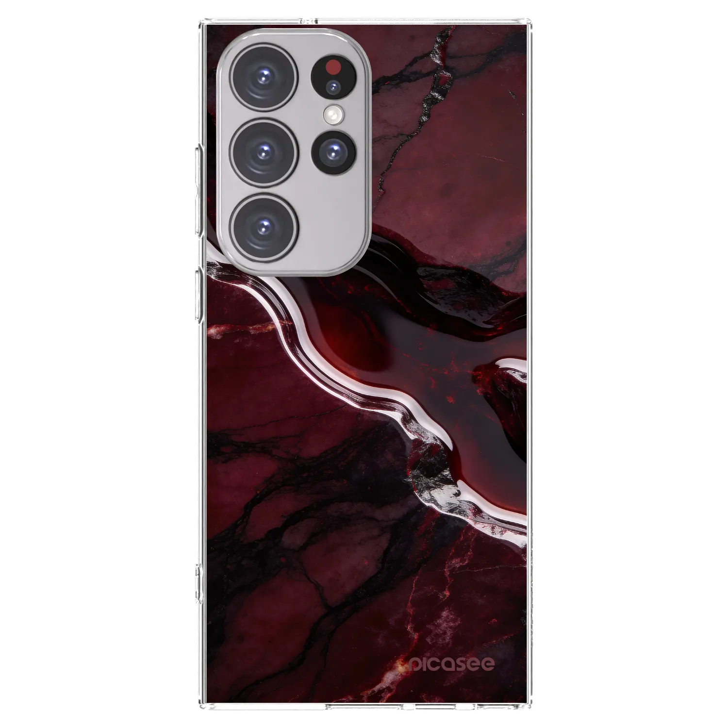 Picasee silikonowe przeźroczyste etui na Samsung Galaxy S23 Ultra 5G - Cherry stone
