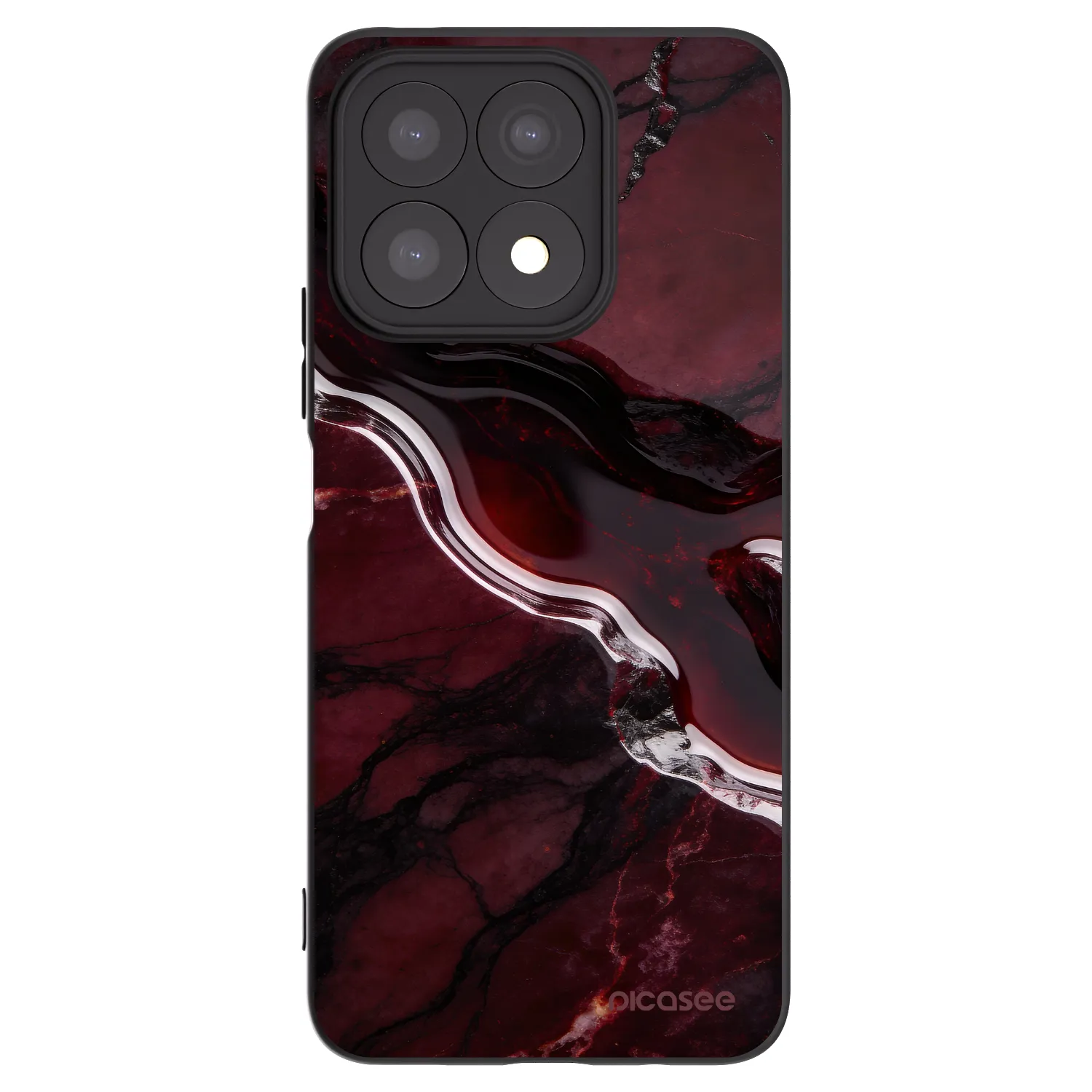 Picasee silikonowe czarne etui na Honor X8a - Cherry stone