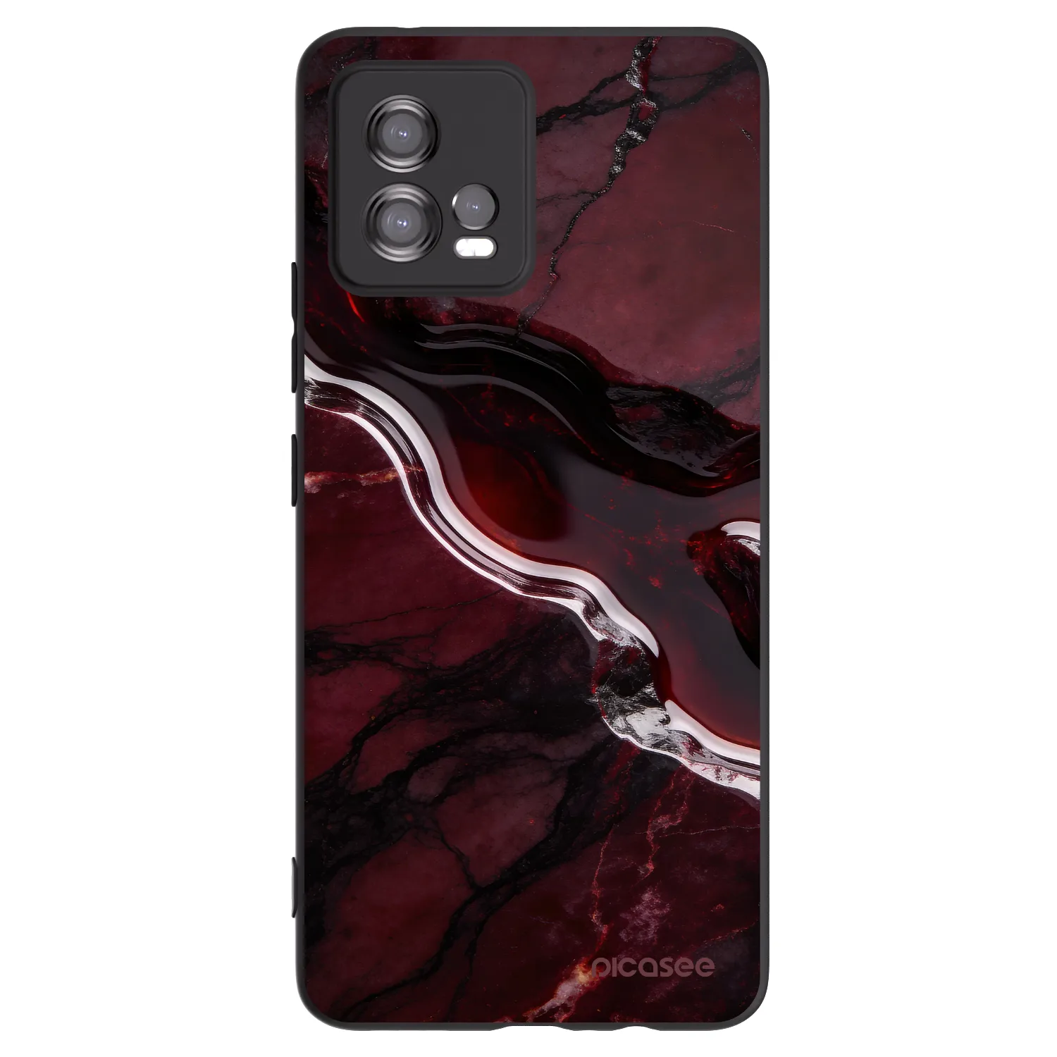 Picasee silikonowe czarne etui na Motorola Moto G72 - Cherry stone