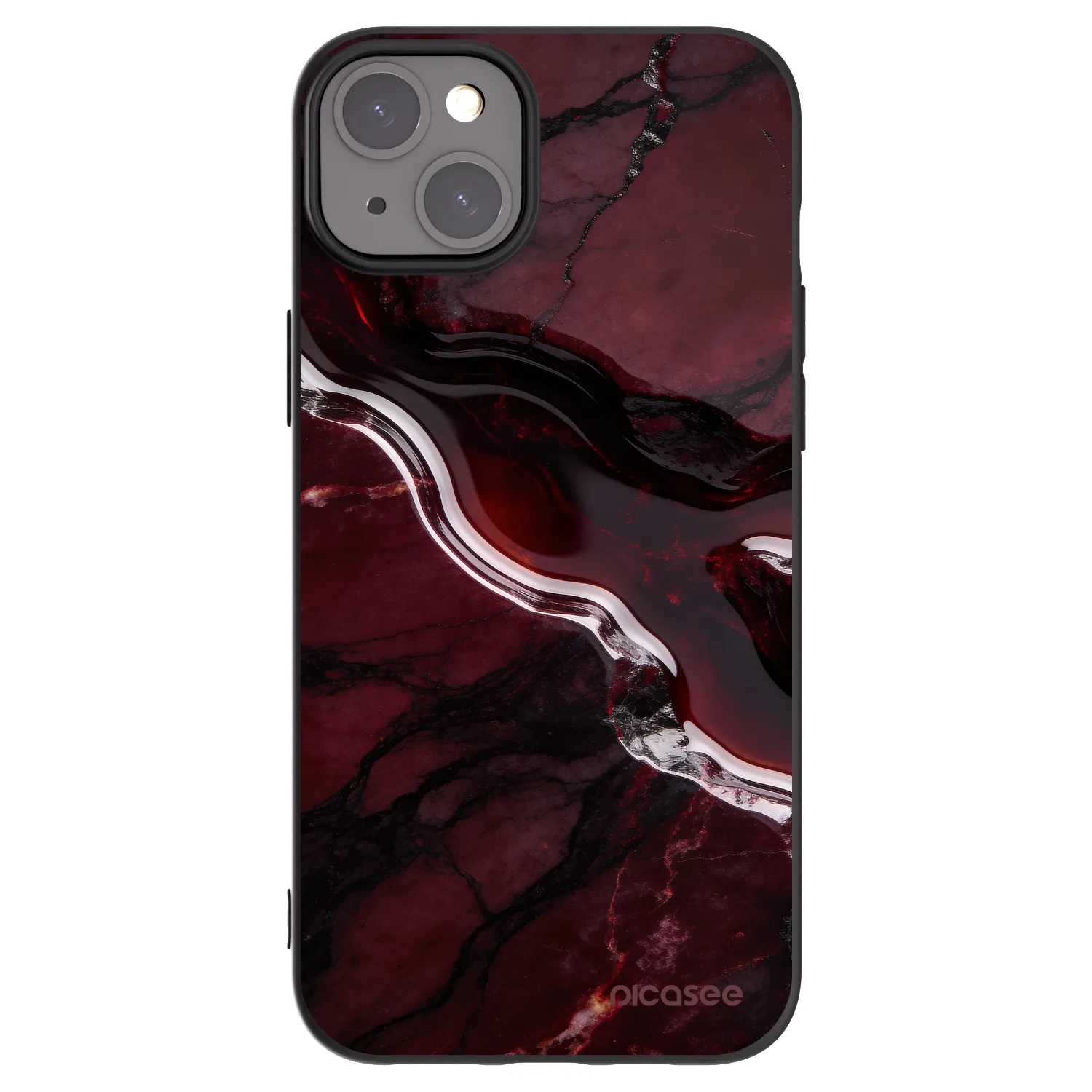 Picasee silikonowe czarne etui na Apple iPhone 15 Plus - Cherry stone