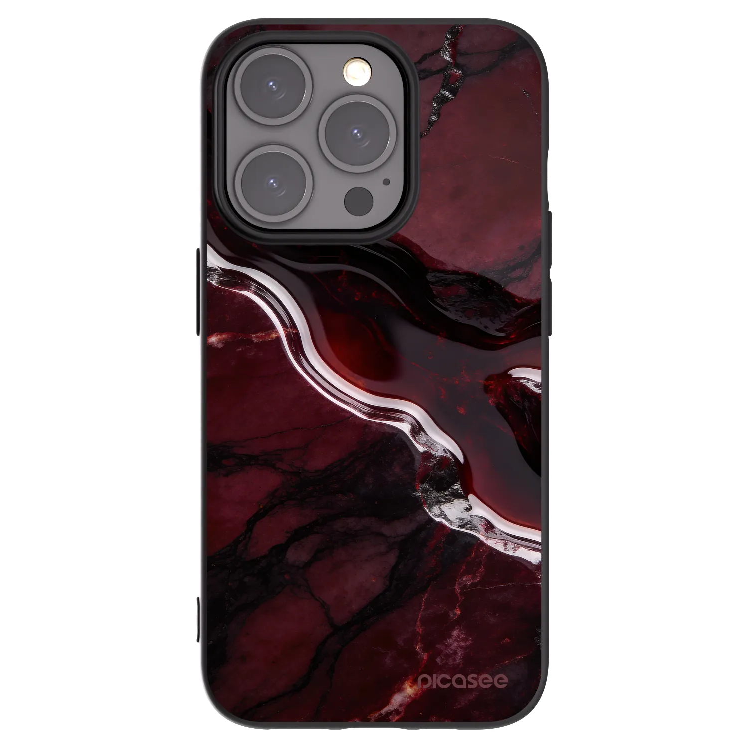 Picasee silikonowe czarne etui na Apple iPhone 15 Pro - Cherry stone