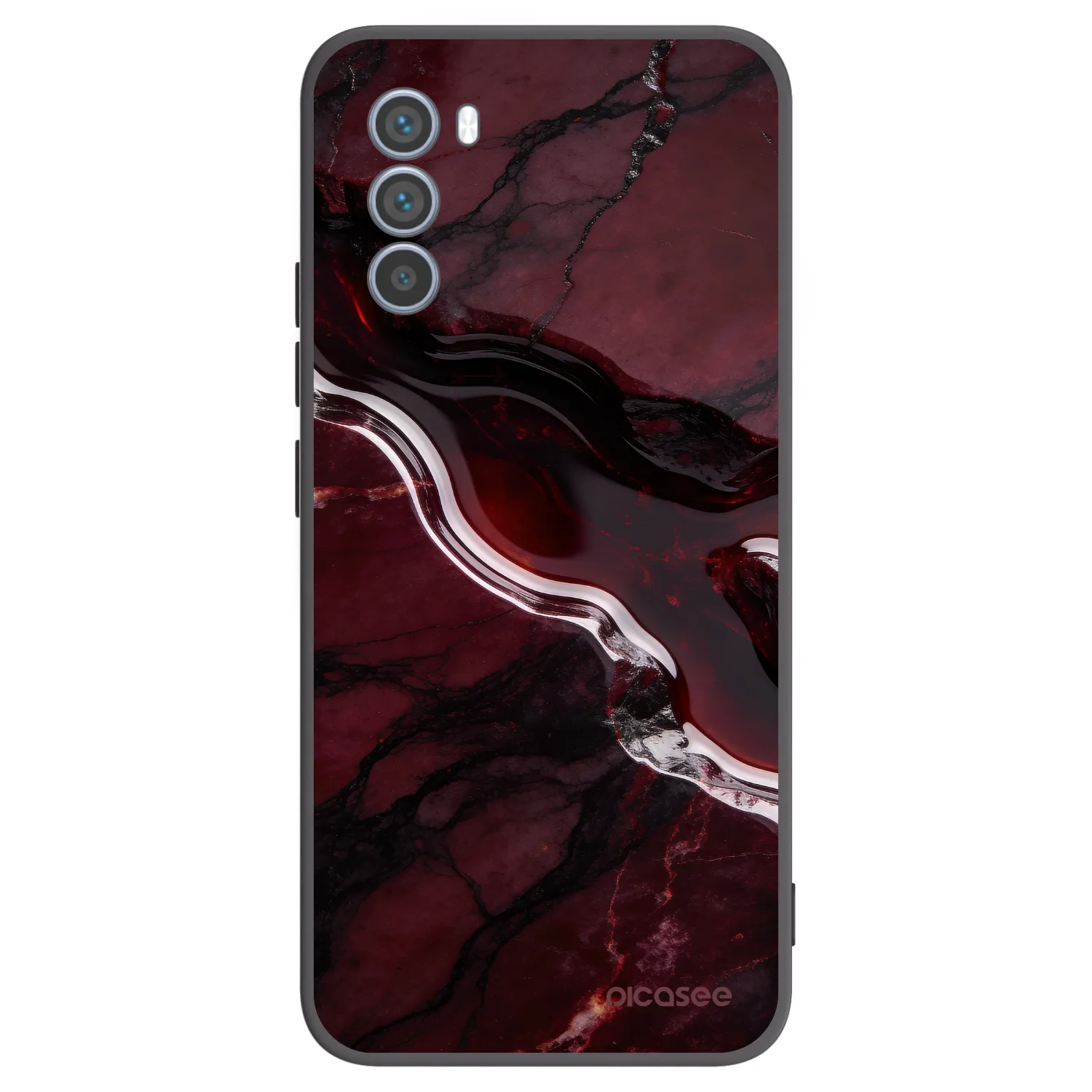 Picasee silikonowe czarne etui na Motorola Moto G62 - Cherry stone