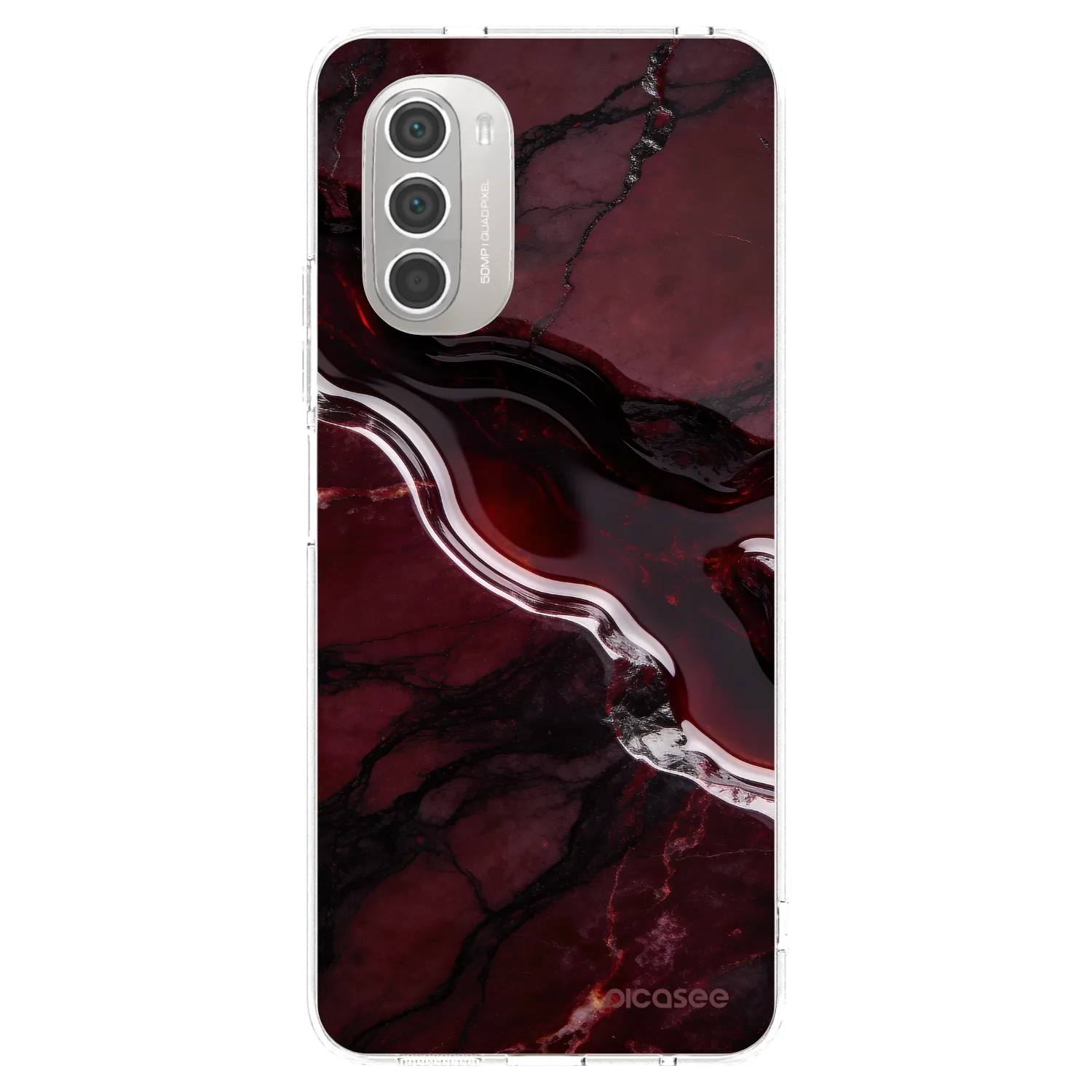 Picasee silikonowe przeźroczyste etui na Motorola Moto G51 - Cherry stone
