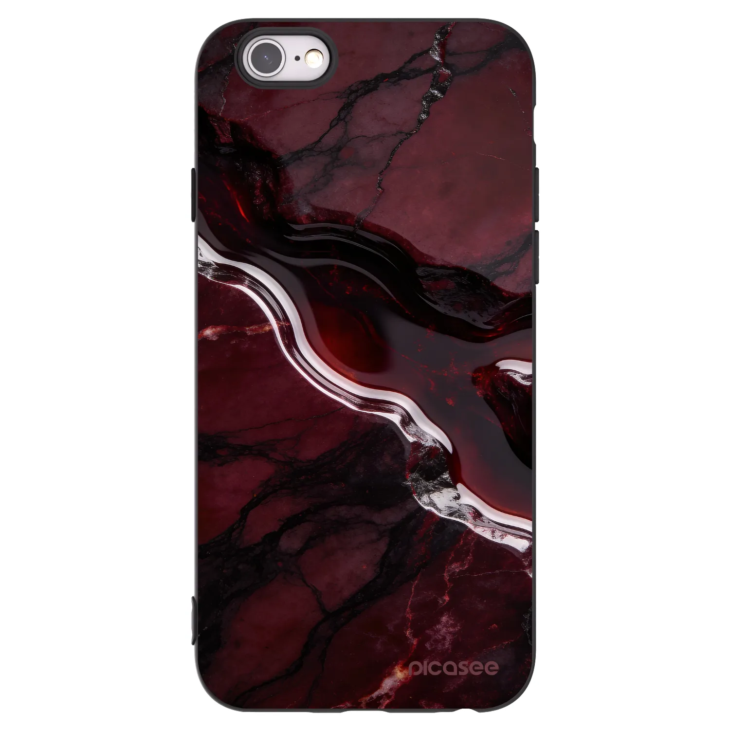 Picasee silikonowe czarne etui na Apple iPhone 6/6S - Cherry stone