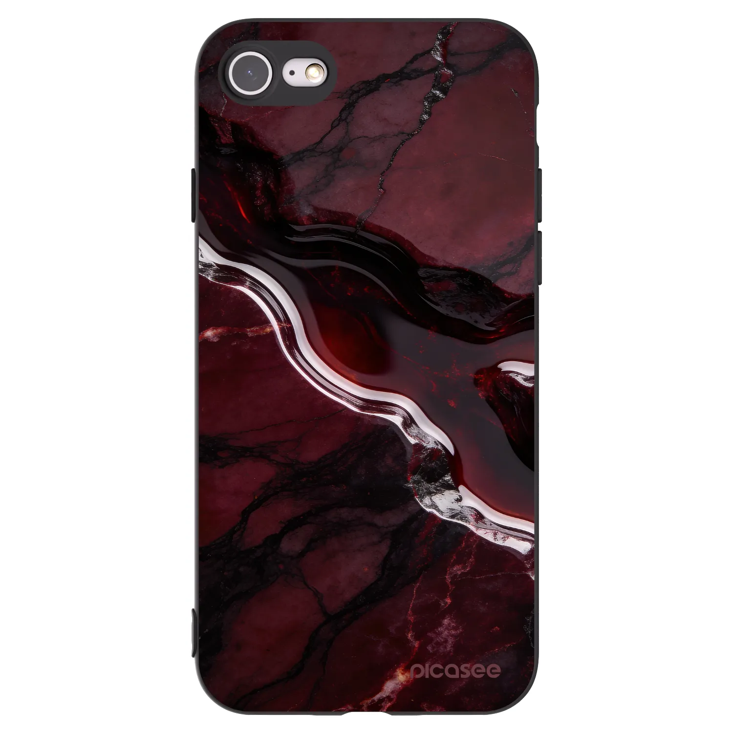Picasee silikonowe czarne etui na Apple iPhone 7 - Cherry stone