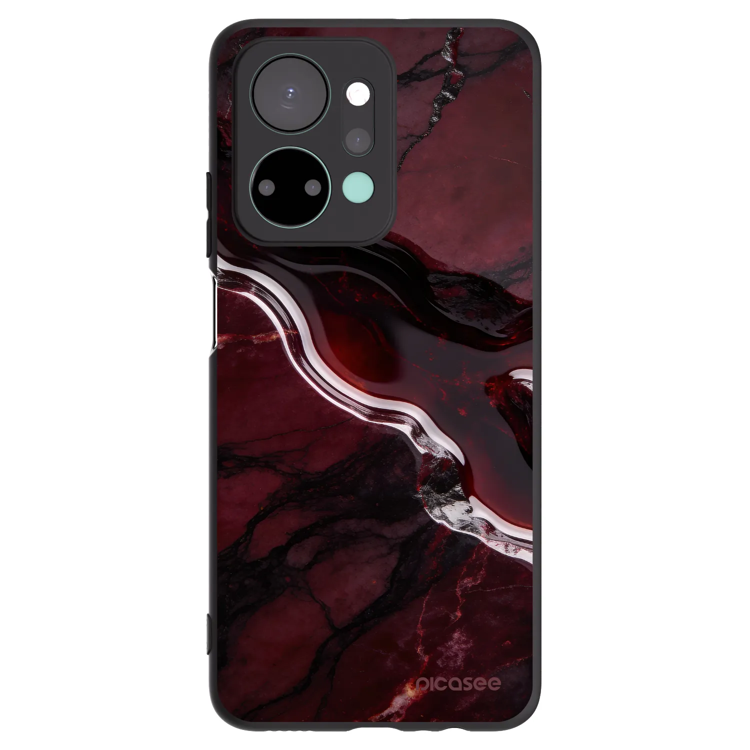 Picasee silikonowe czarne etui na Honor X7a - Cherry stone