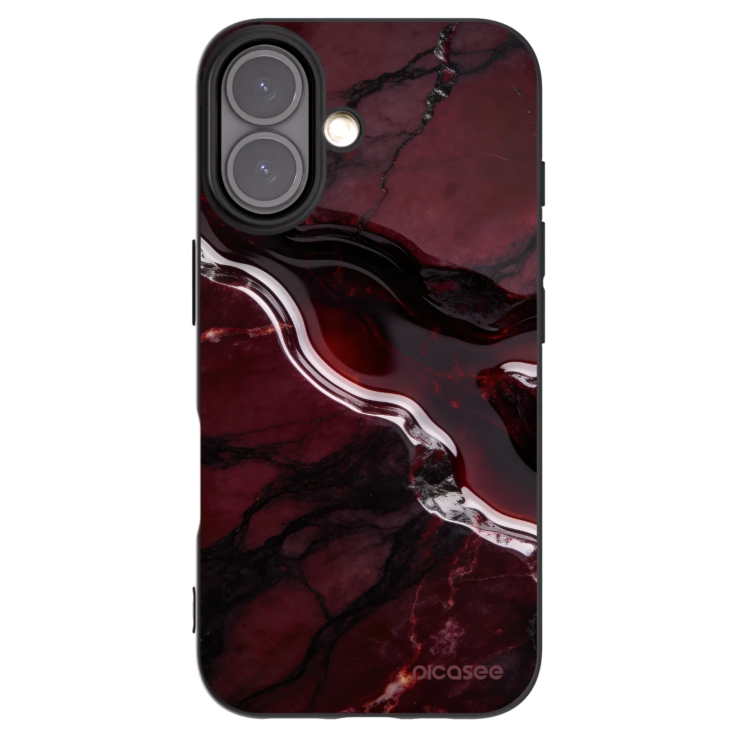 Picasee silikonowe czarne etui na Apple iPhone 16 - Cherry stone