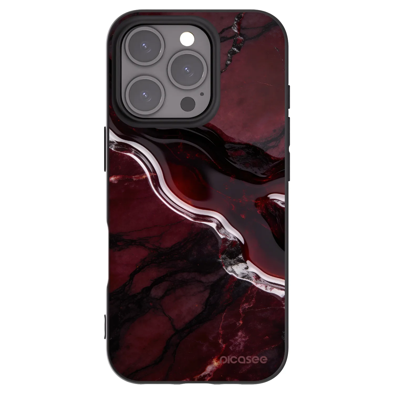 Picasee silikonowe czarne etui na Apple iPhone 16 Pro - Cherry stone