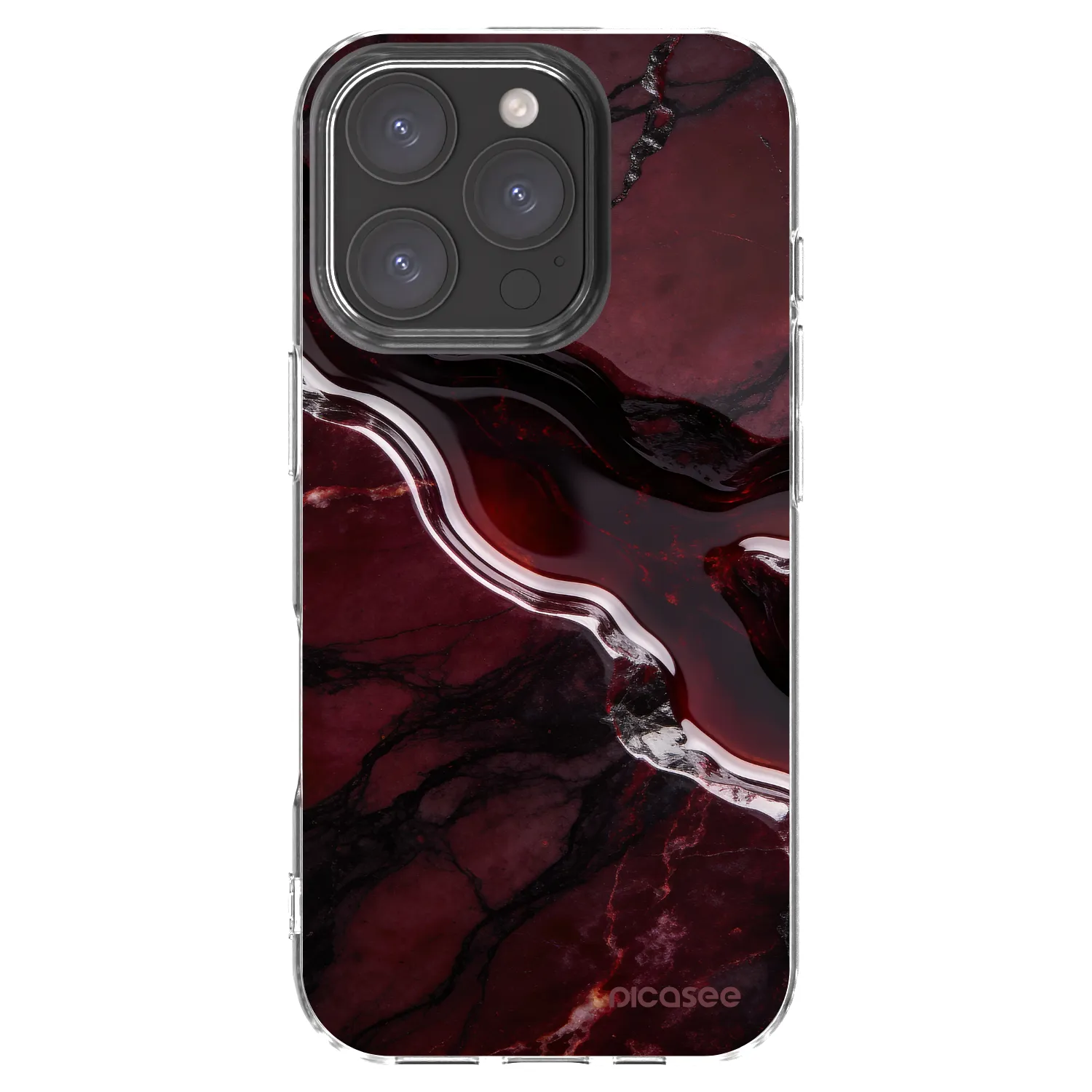 Picasee silikonowe przeźroczyste etui na Apple iPhone 16 Pro - Cherry stone