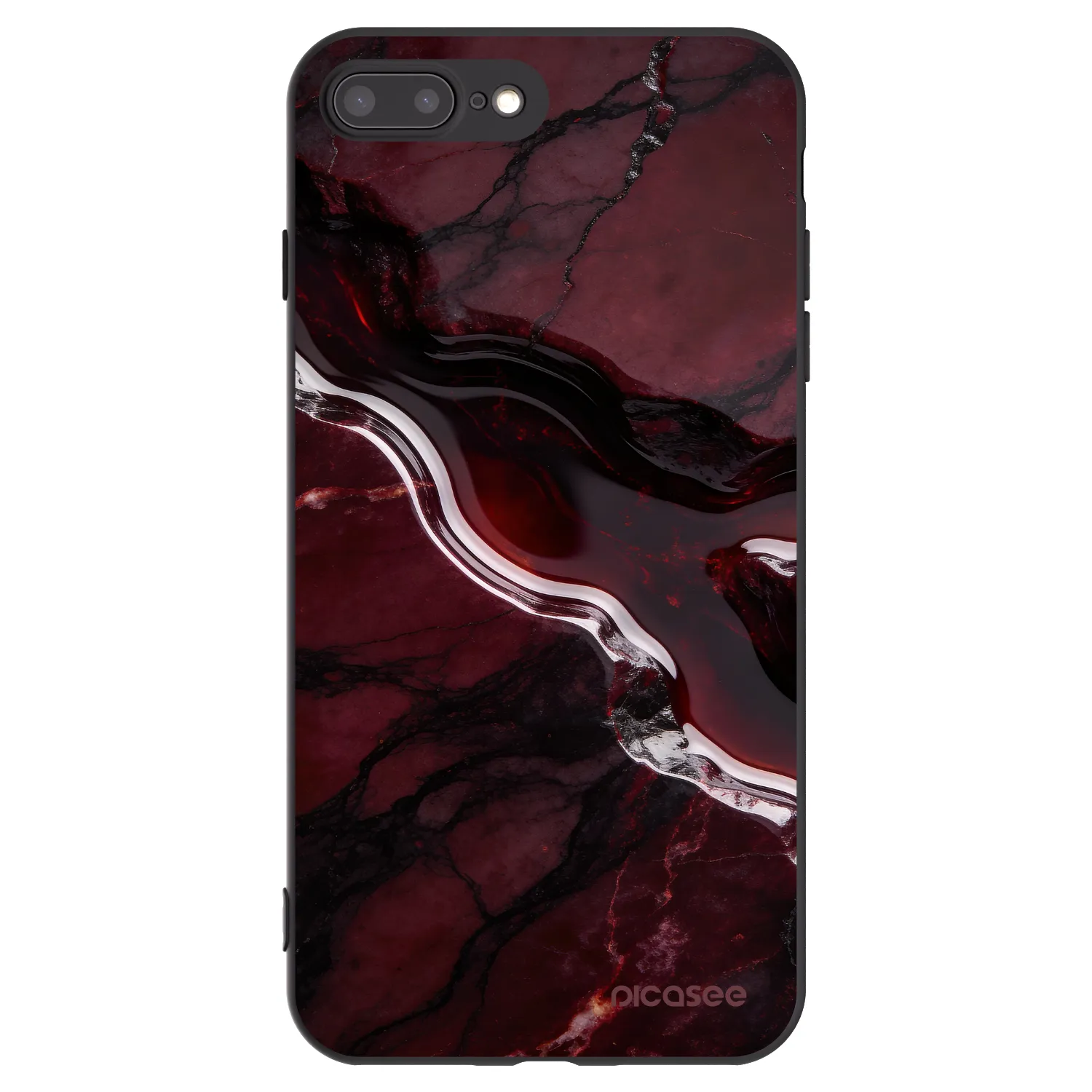 Picasee silikonowe czarne etui na Apple iPhone 8 Plus - Cherry stone