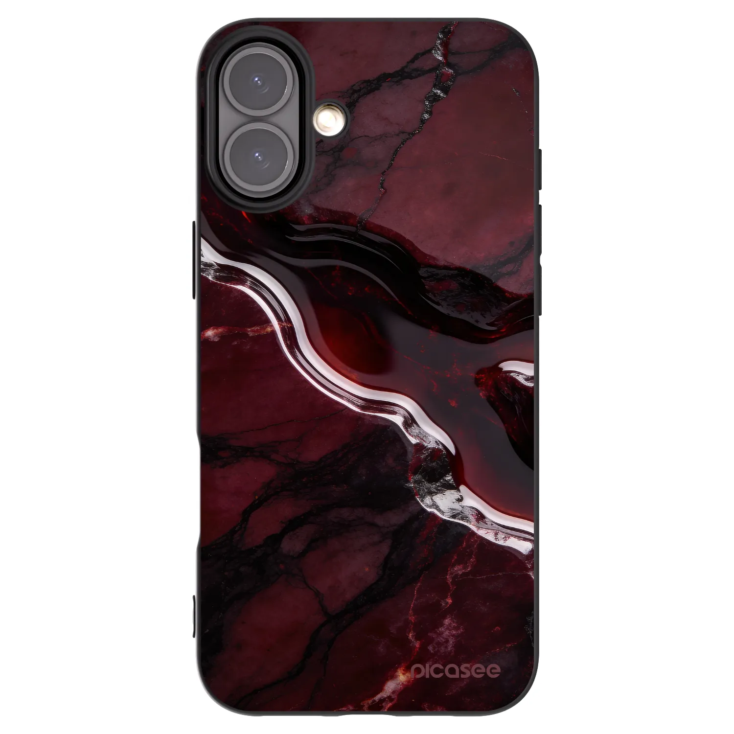 Picasee silikonowe czarne etui na Apple iPhone 16 Plus - Cherry stone