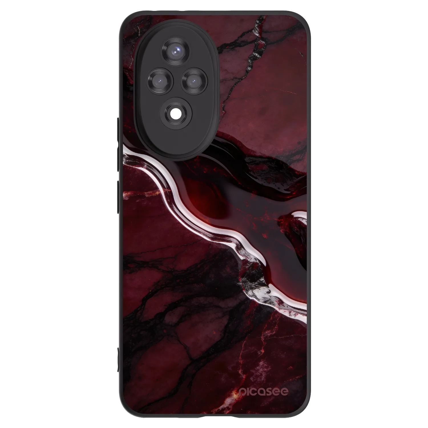 Picasee silikonowe czarne etui na Honor 200 5G - Cherry stone