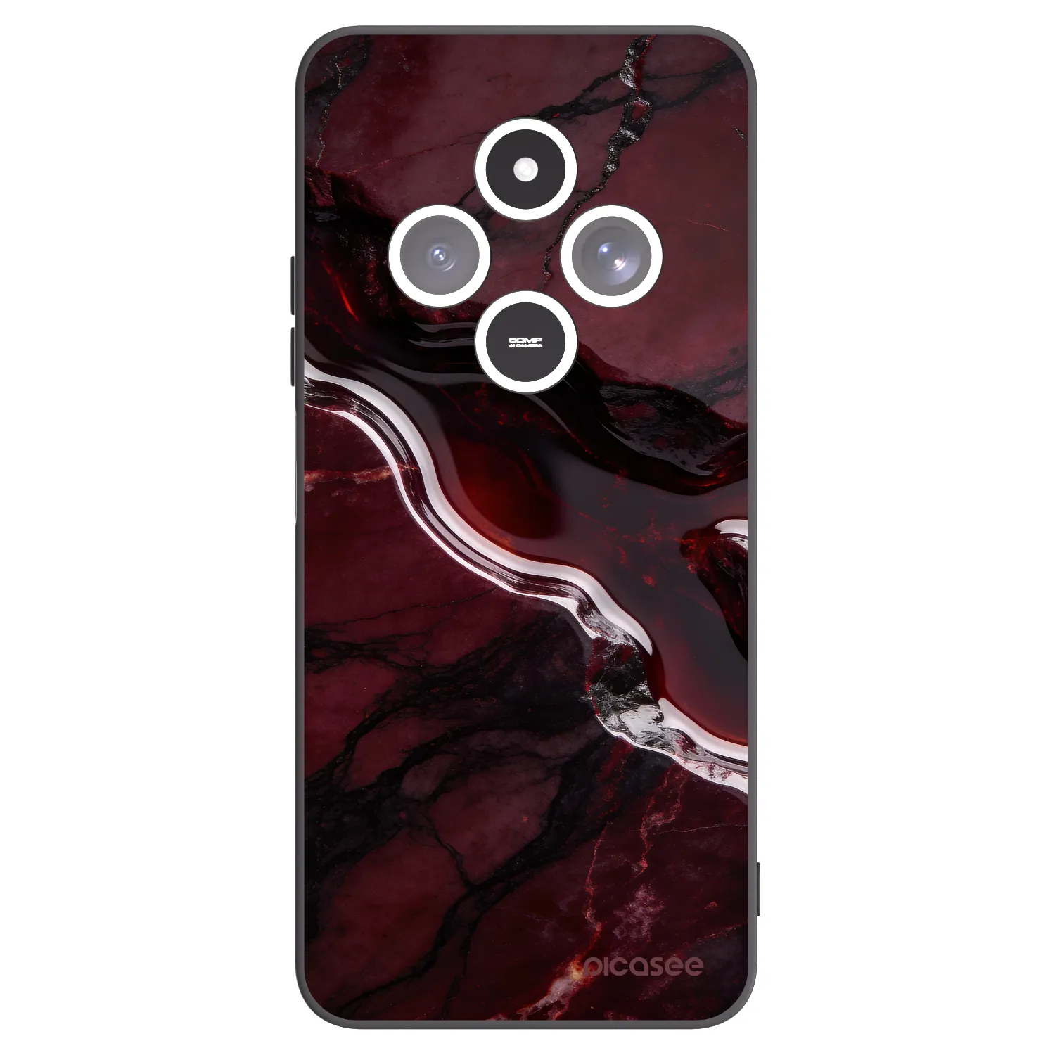 Picasee silikonowe czarne etui na Xiaomi Redmi 14C - Cherry stone