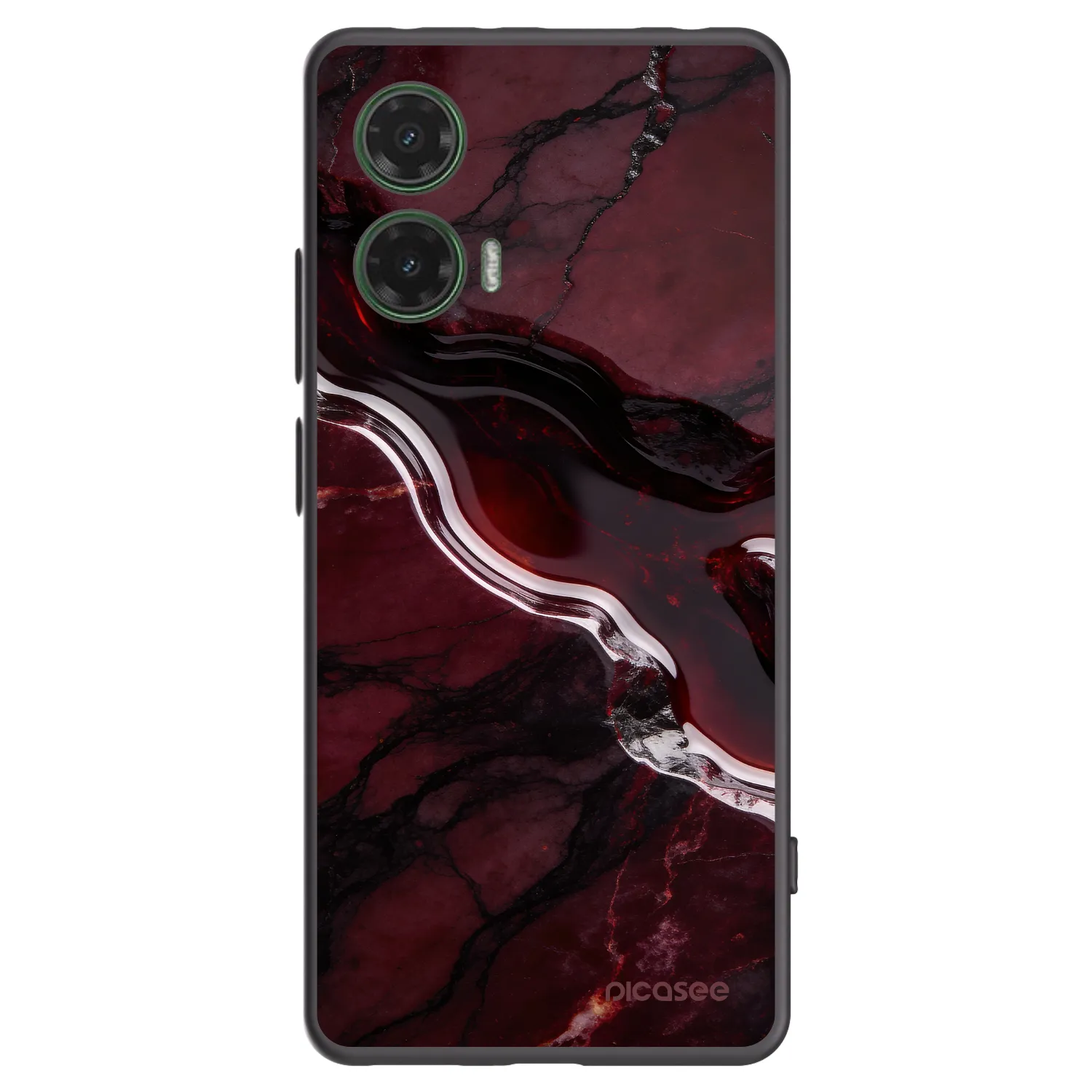 Picasee silikonowe czarne etui na Motorola Moto G35 5G - Cherry stone
