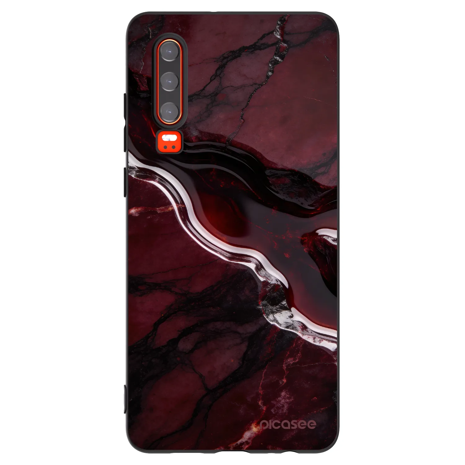 Picasee silikonowe czarne etui na Huawei P30 - Cherry stone