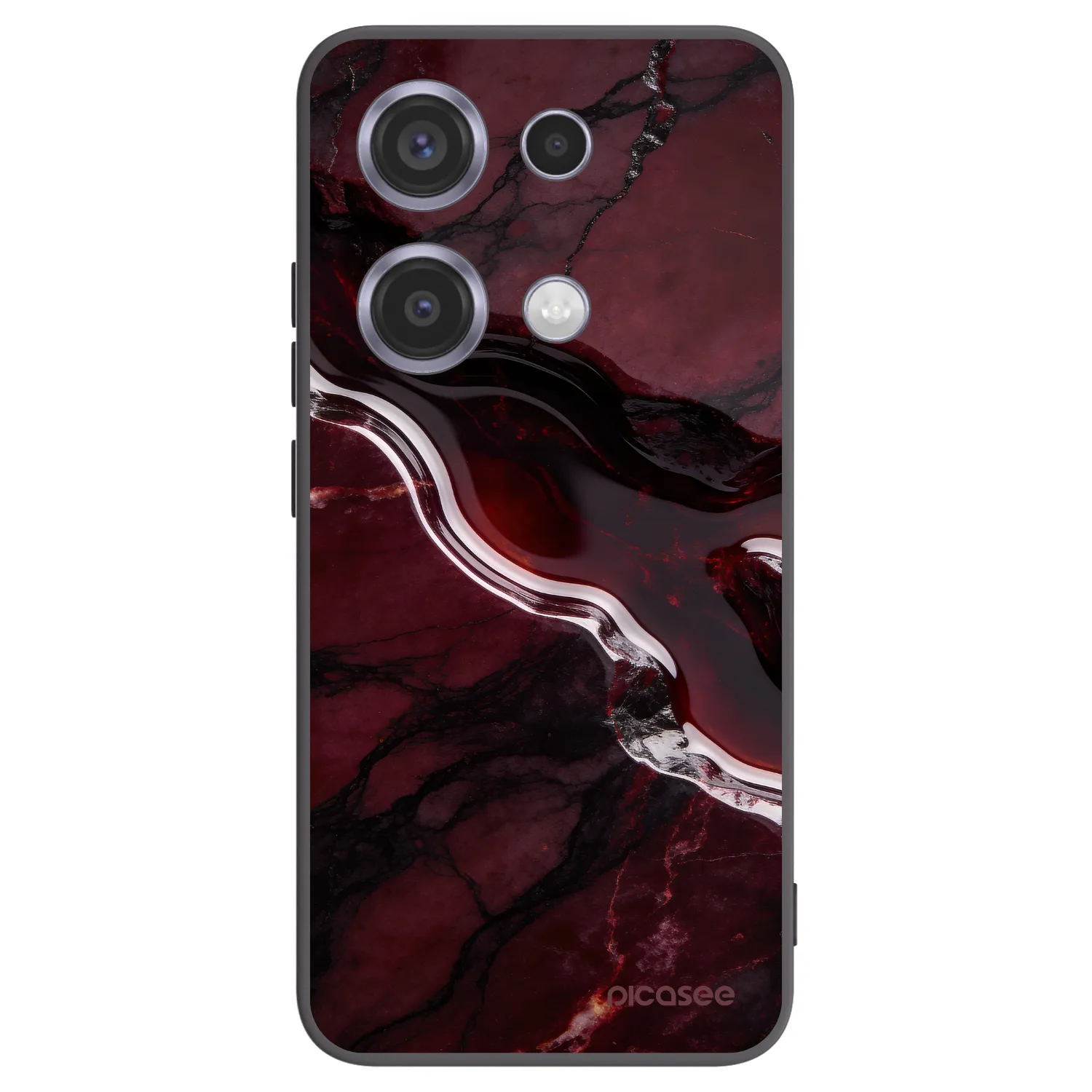 Picasee silikonowe czarne etui na Xiaomi Redmi Note 14S - Cherry stone