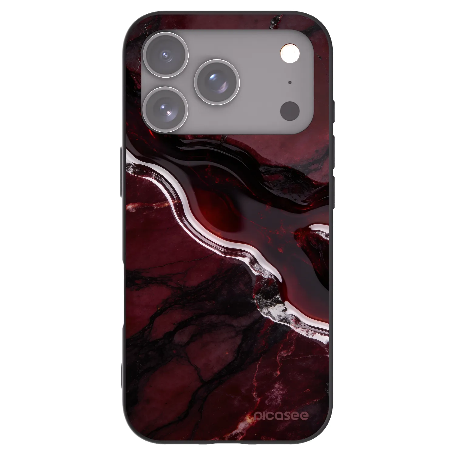 Picasee silikonowe czarne etui na Apple iPhone 17 Pro - Cherry stone