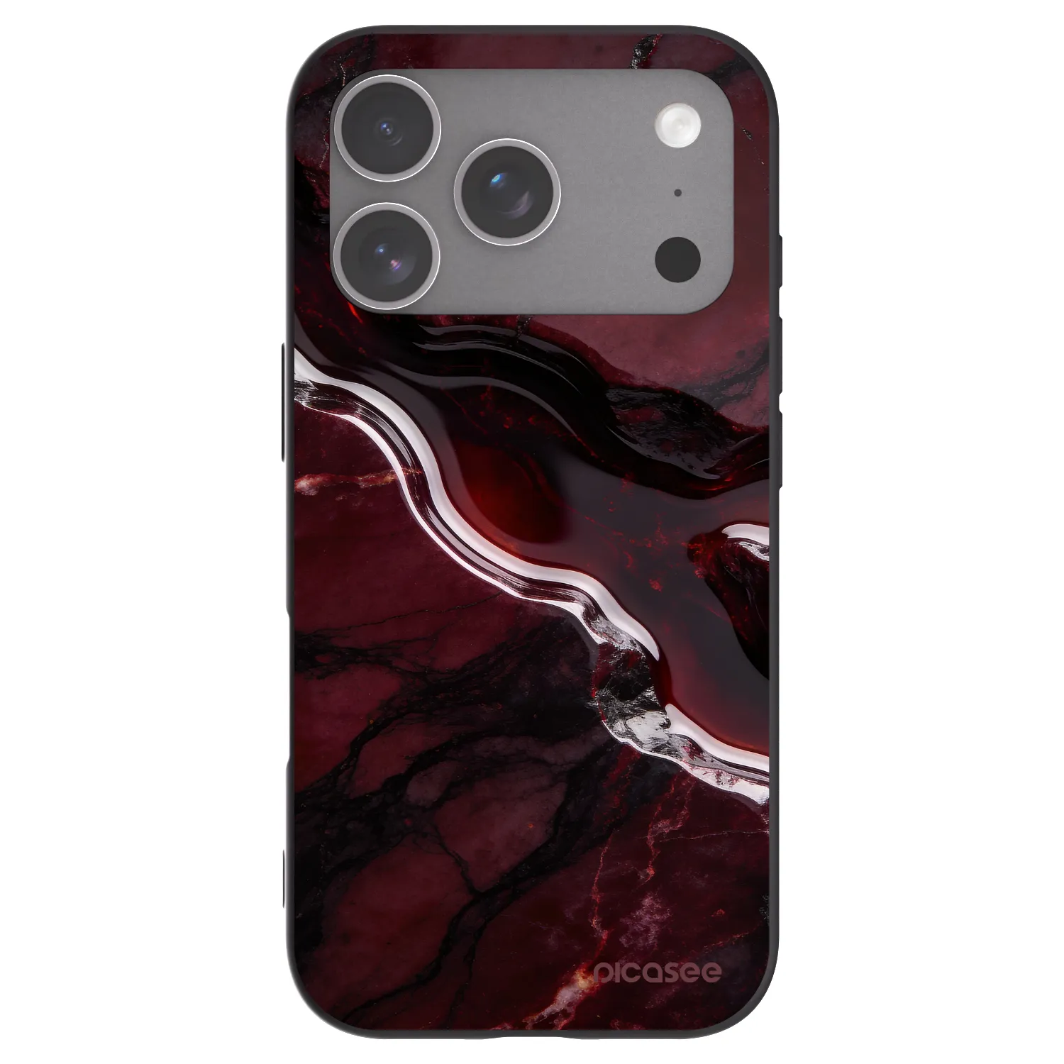 Picasee silikonowe czarne etui na Apple iPhone 18 Pro - Cherry stone