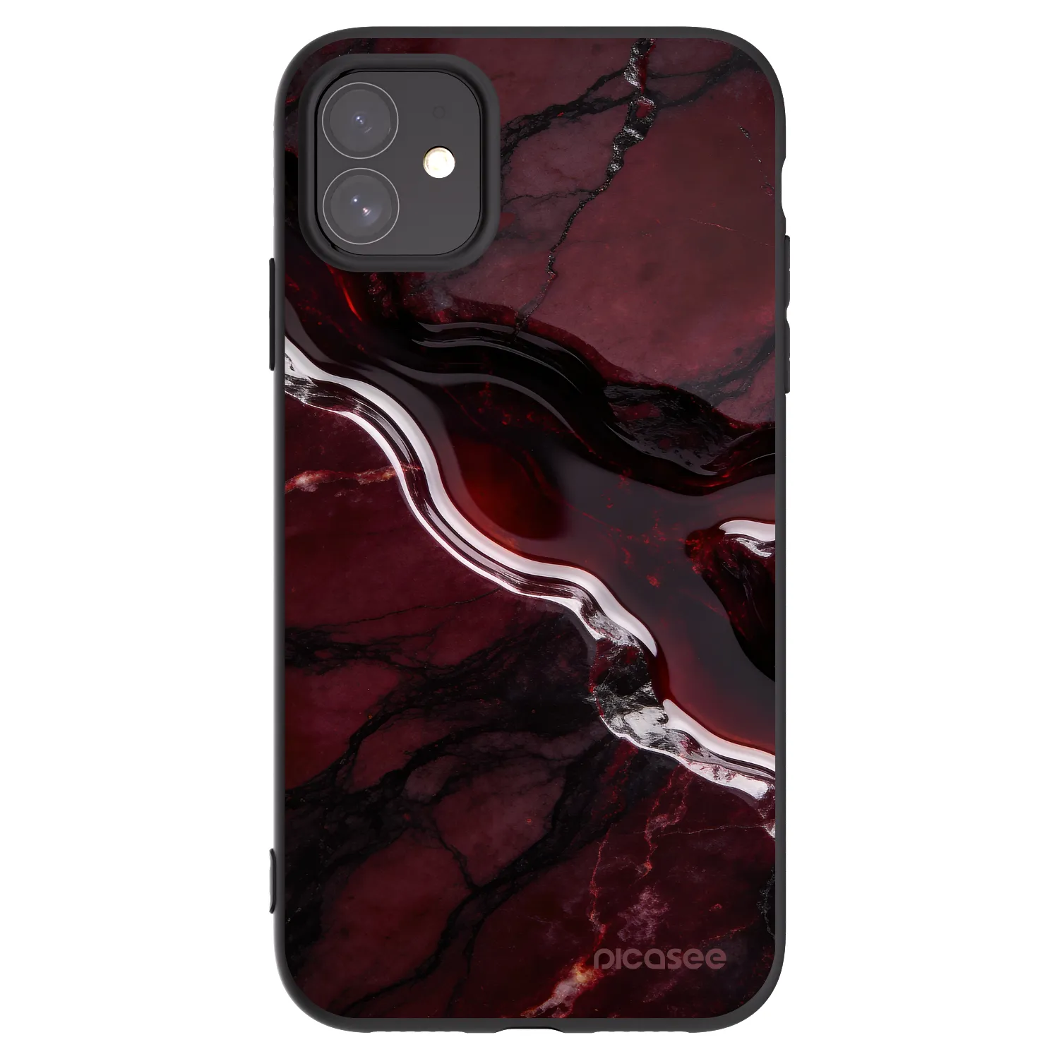 Picasee silikonowe czarne etui na Apple iPhone 11 - Cherry stone