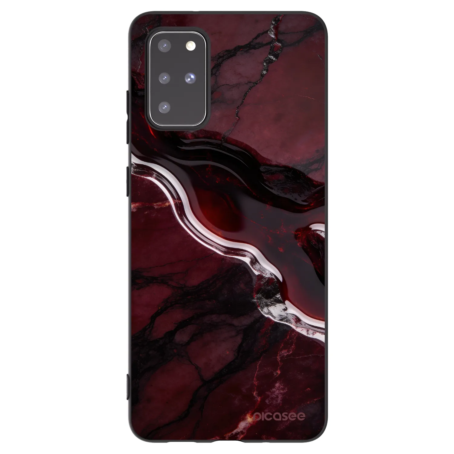 Picasee silikonowe czarne etui na Samsung Galaxy S20+ G985F - Cherry stone