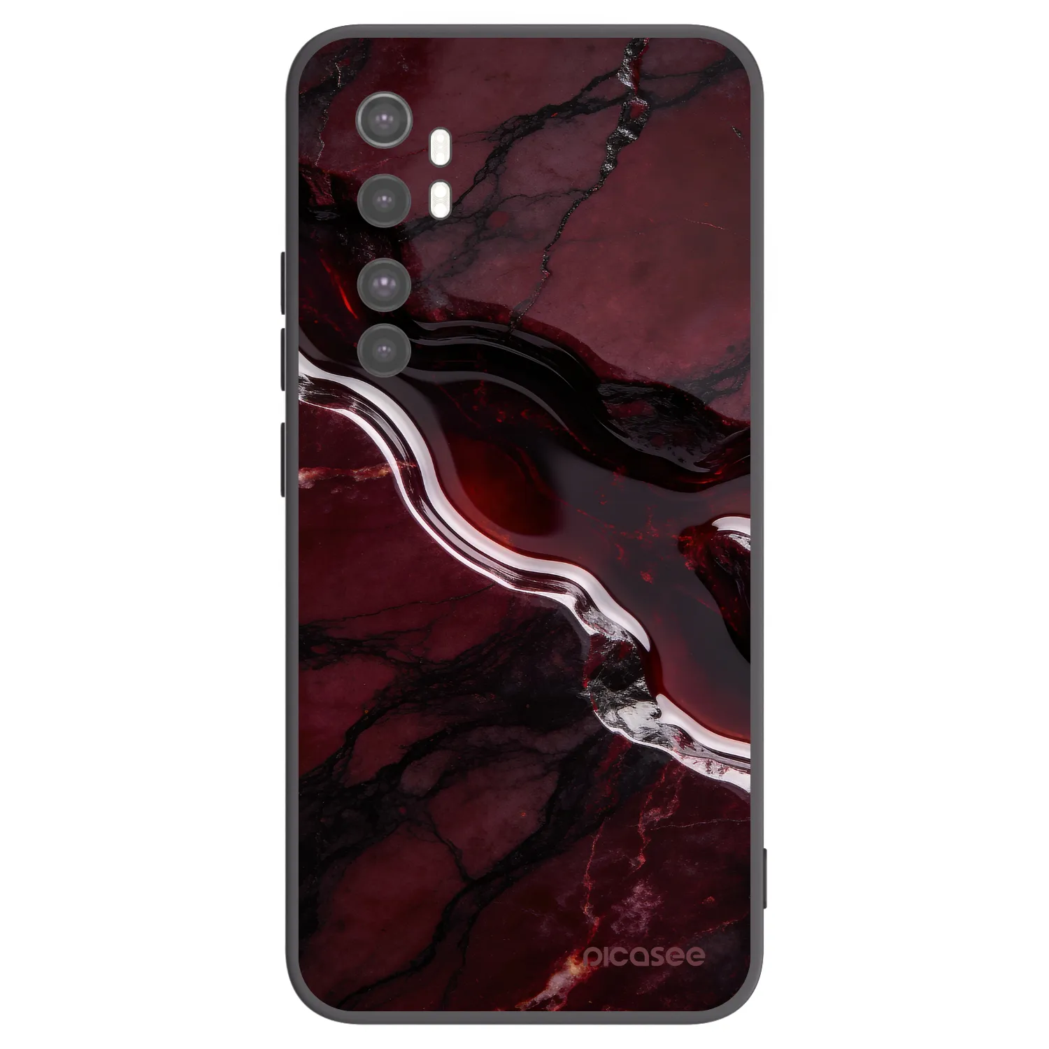 Picasee silikonowe czarne etui na Xiaomi Mi Note 10 Lite - Cherry stone