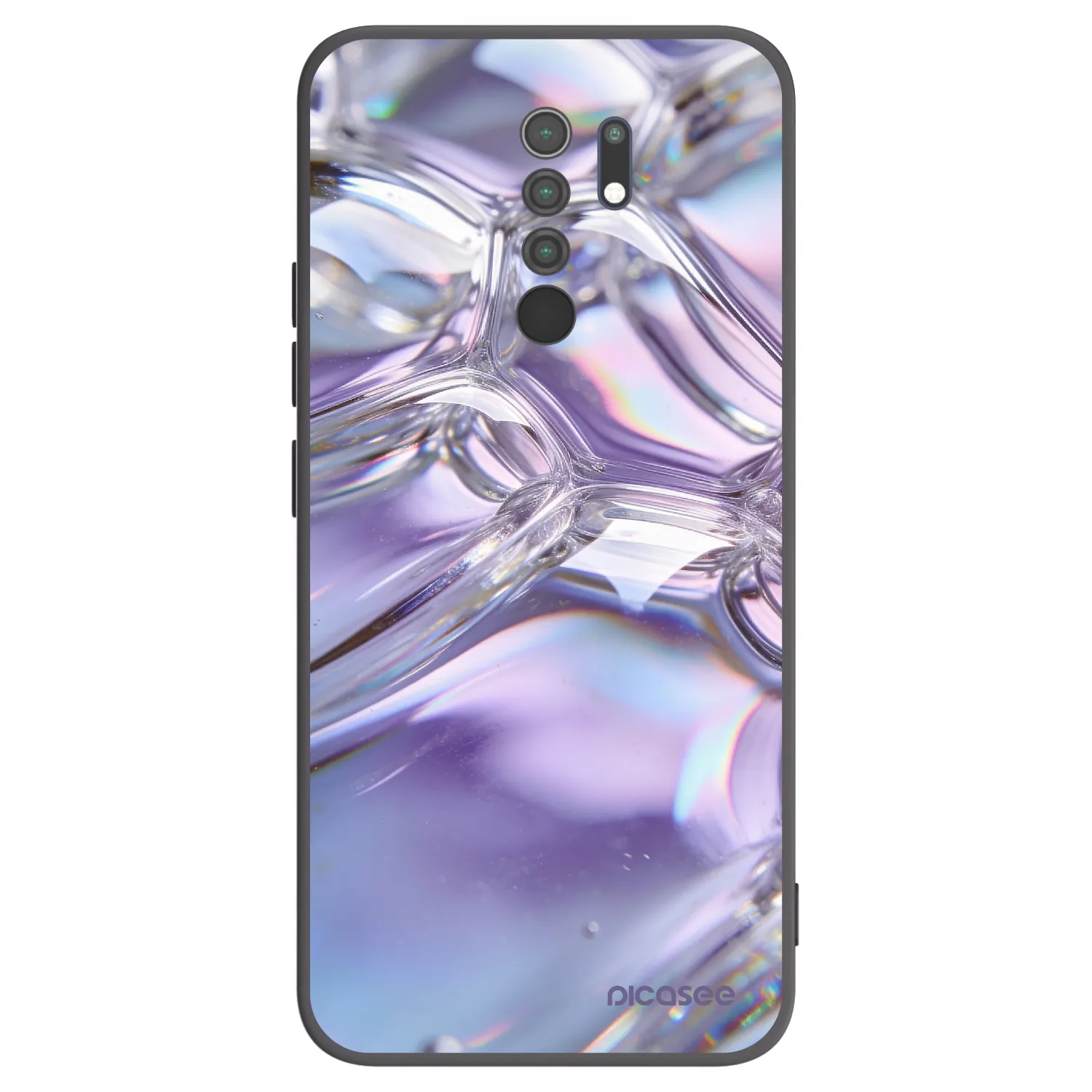 Picasee silikonowe czarne etui na Xiaomi Redmi 9 - Iridescent bubbles