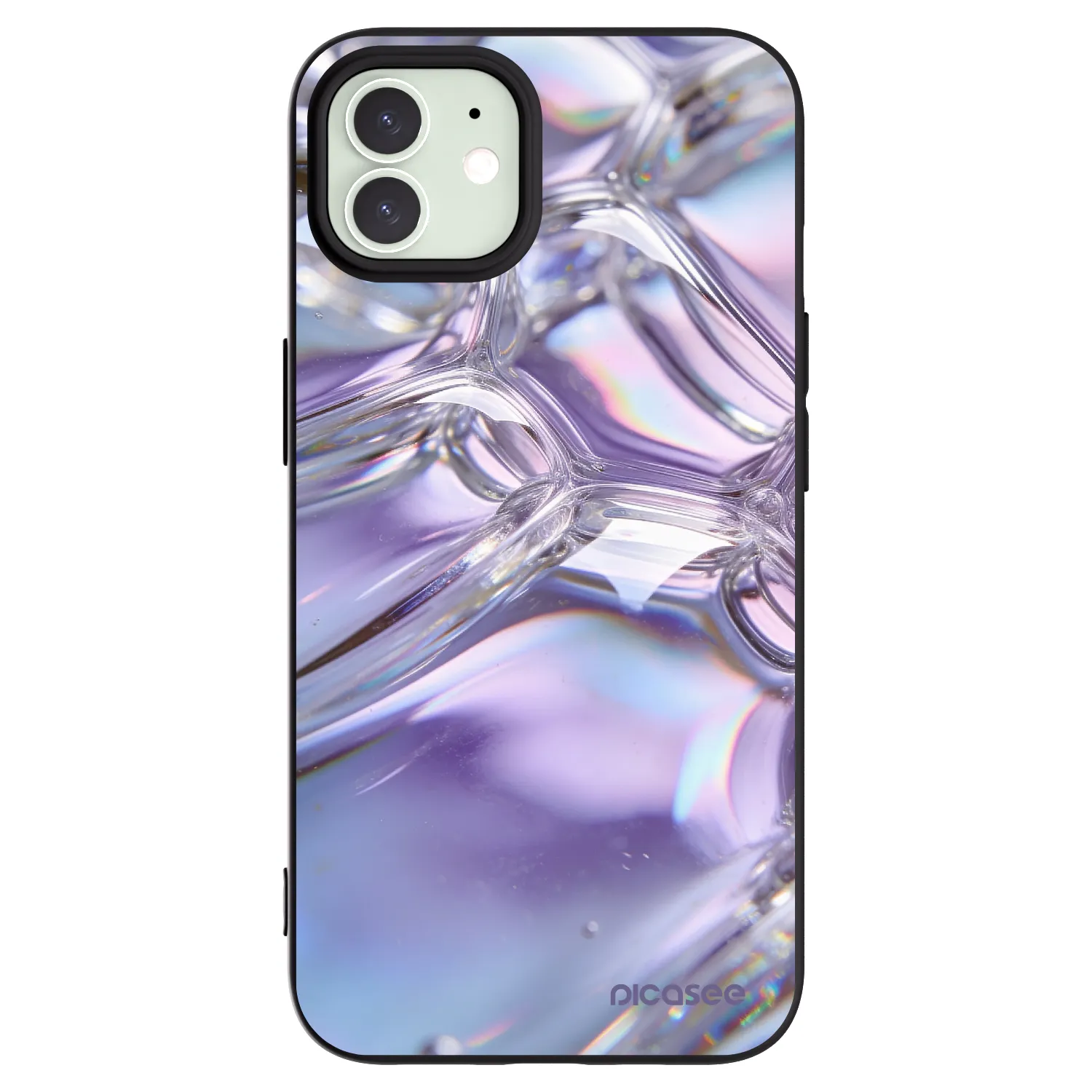 Picasee silikonowe czarne etui na Apple iPhone 12 - Iridescent bubbles