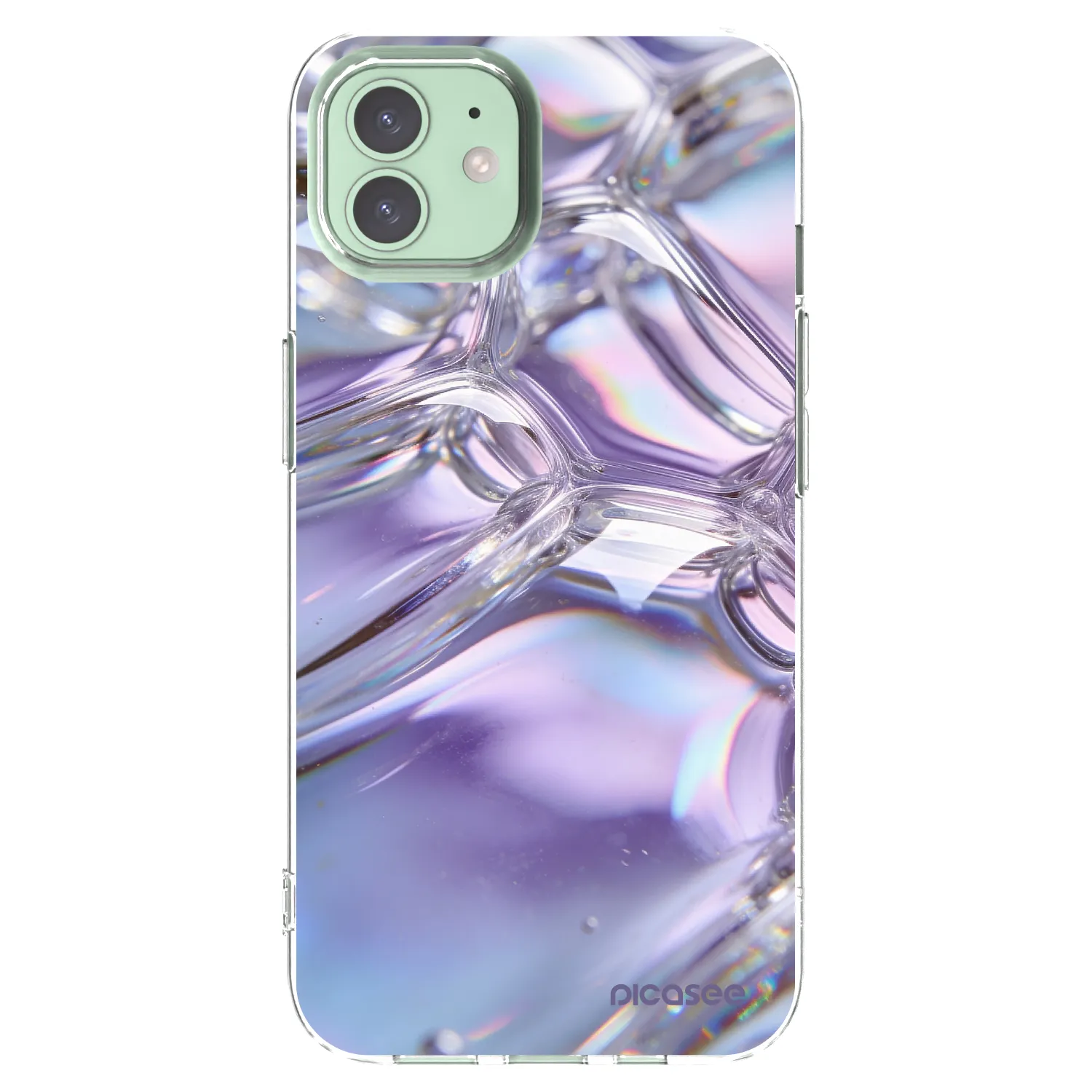 Picasee silikonowe przeźroczyste etui na Apple iPhone 12 - Iridescent bubbles