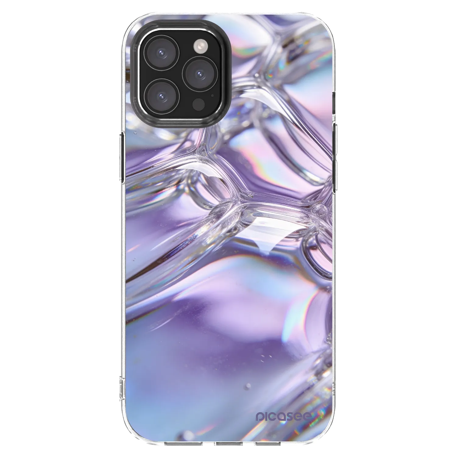 Picasee silikonowe przeźroczyste etui na Apple iPhone 12 Pro Max - Iridescent bubbles