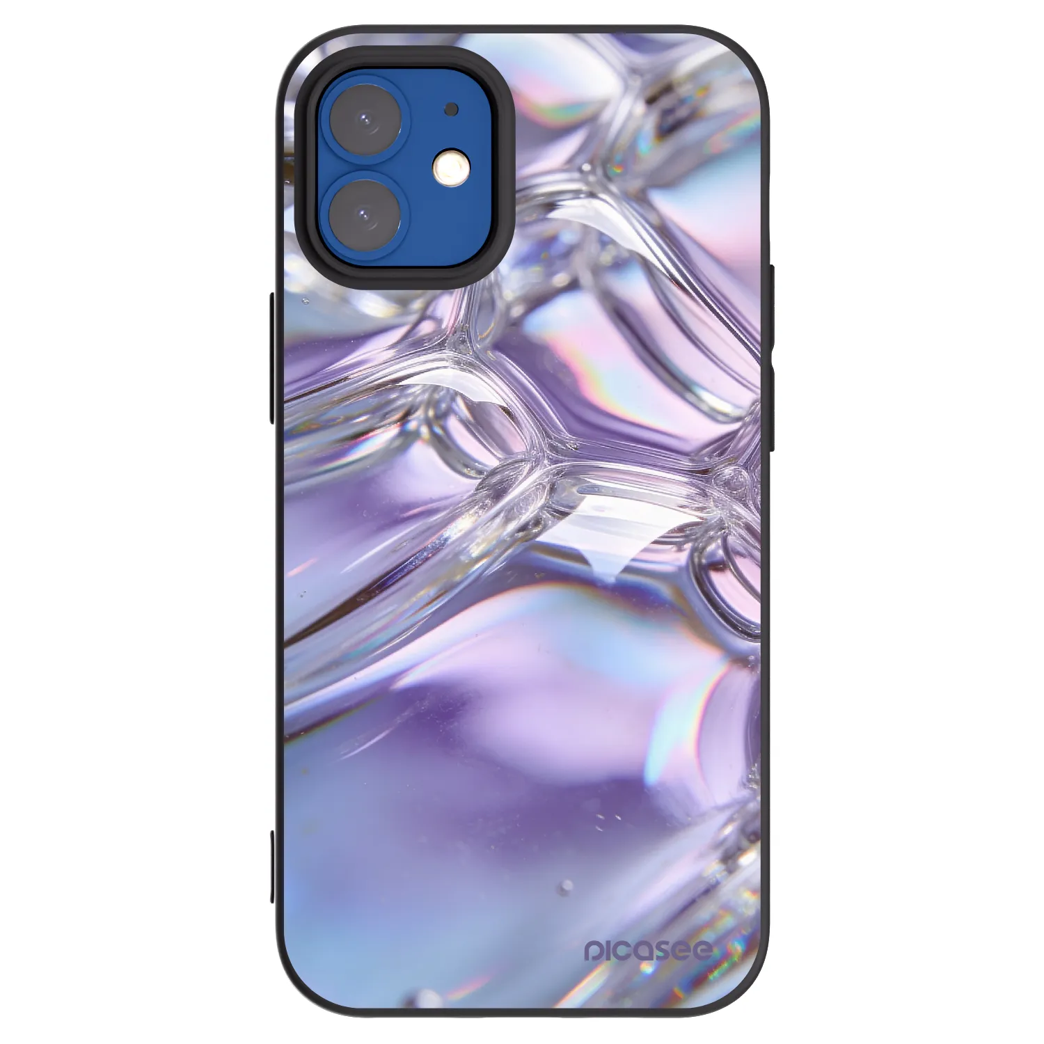 Picasee silikonowe czarne etui na Apple iPhone 12 mini - Iridescent bubbles