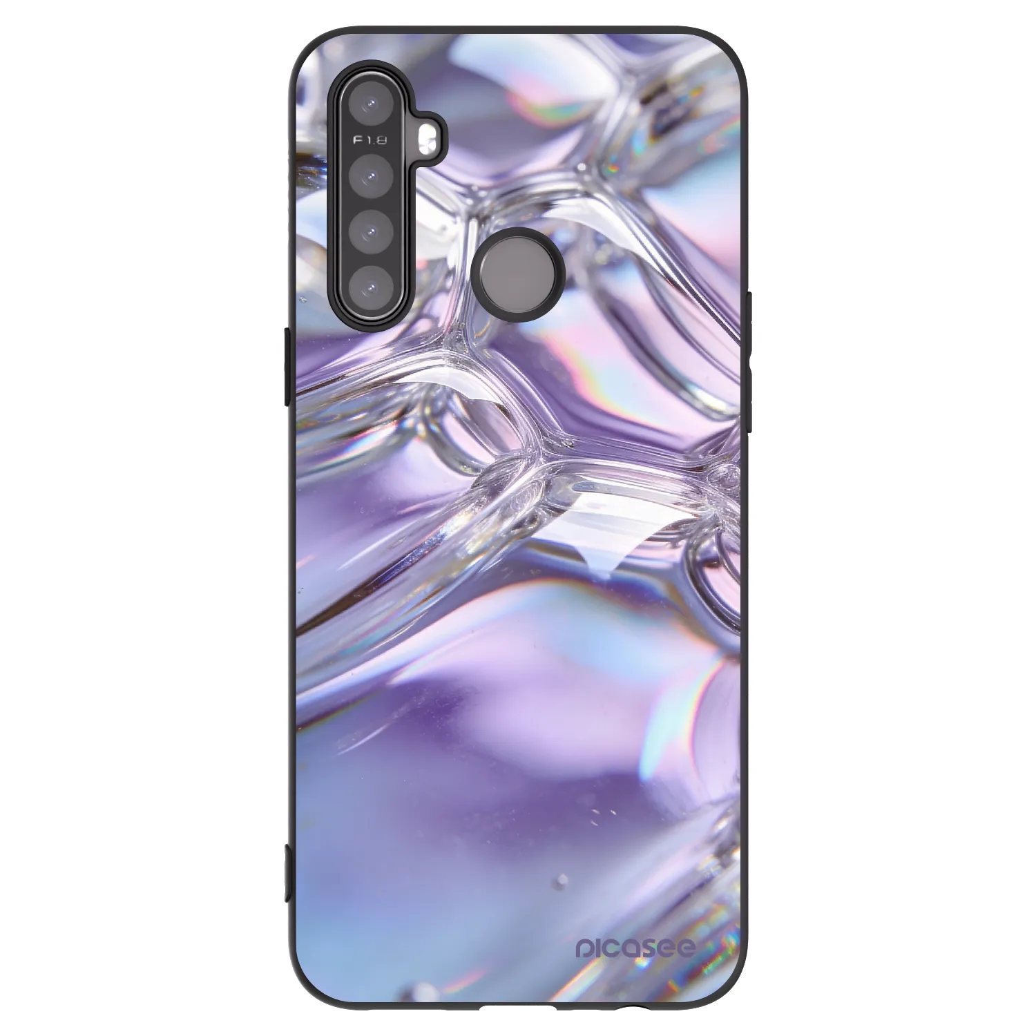 Picasee silikonowe czarne etui na Realme 5 - Iridescent bubbles